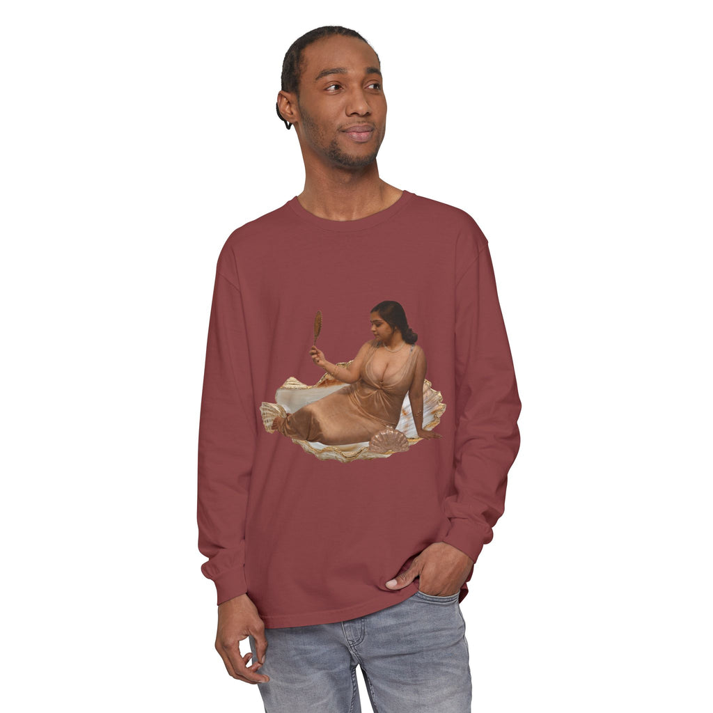 Long Sleeve T-Shirt — “Love, Dua Lipa” Shell Goddess Graphic