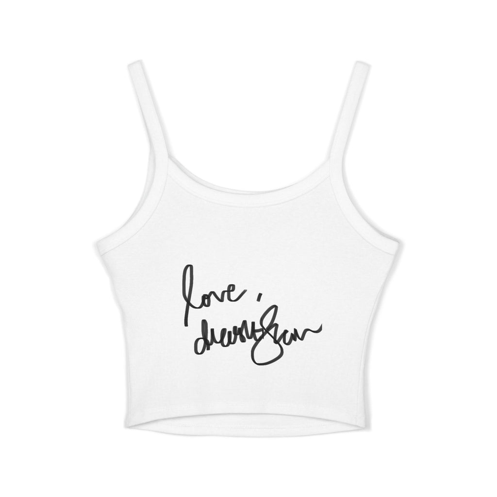 Spaghetti Tank Top — Vintage Portrait Frame with “Love, Always” Handwritten Script