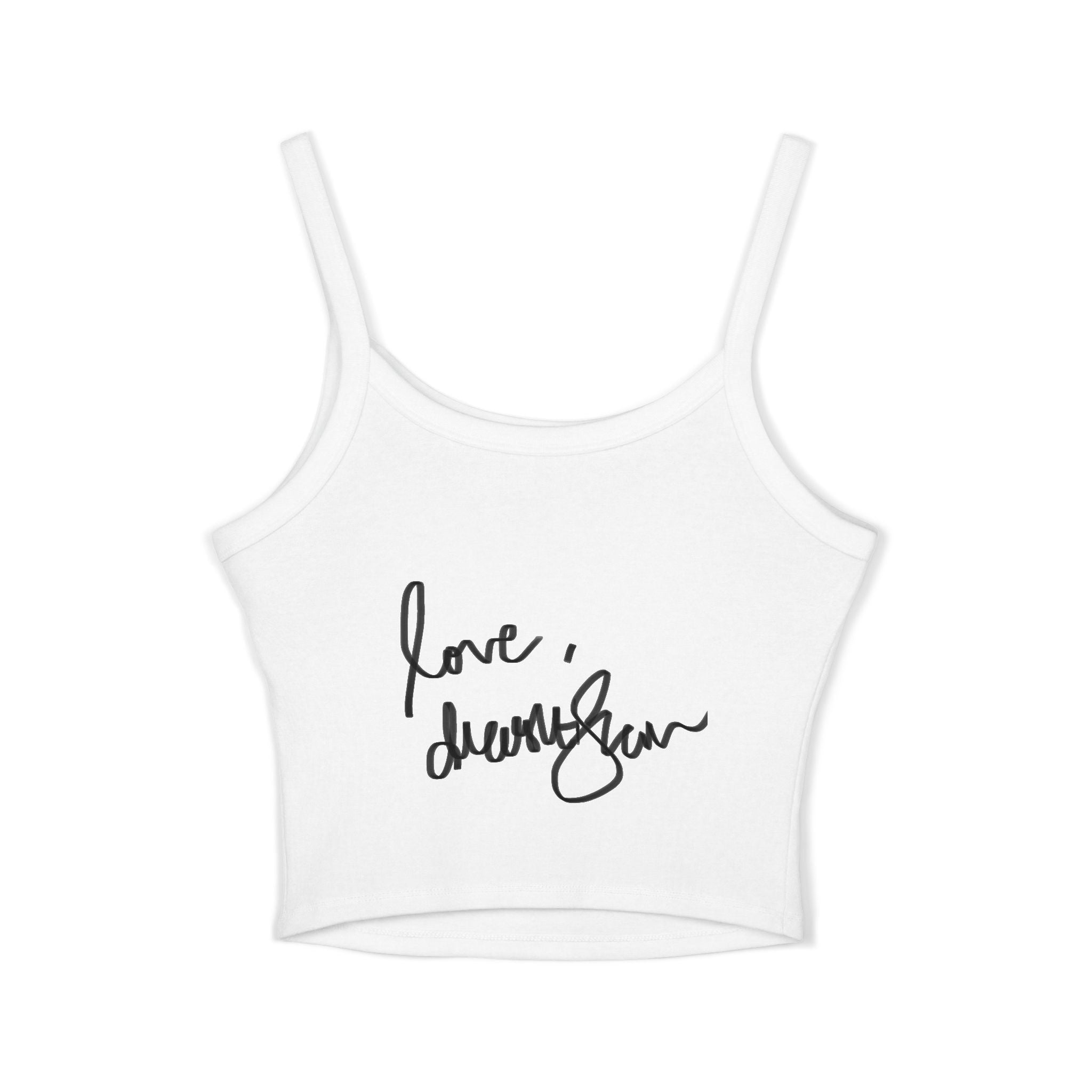 Spaghetti Tank Top — Vintage Portrait Frame with “Love, Always” Handwritten Script