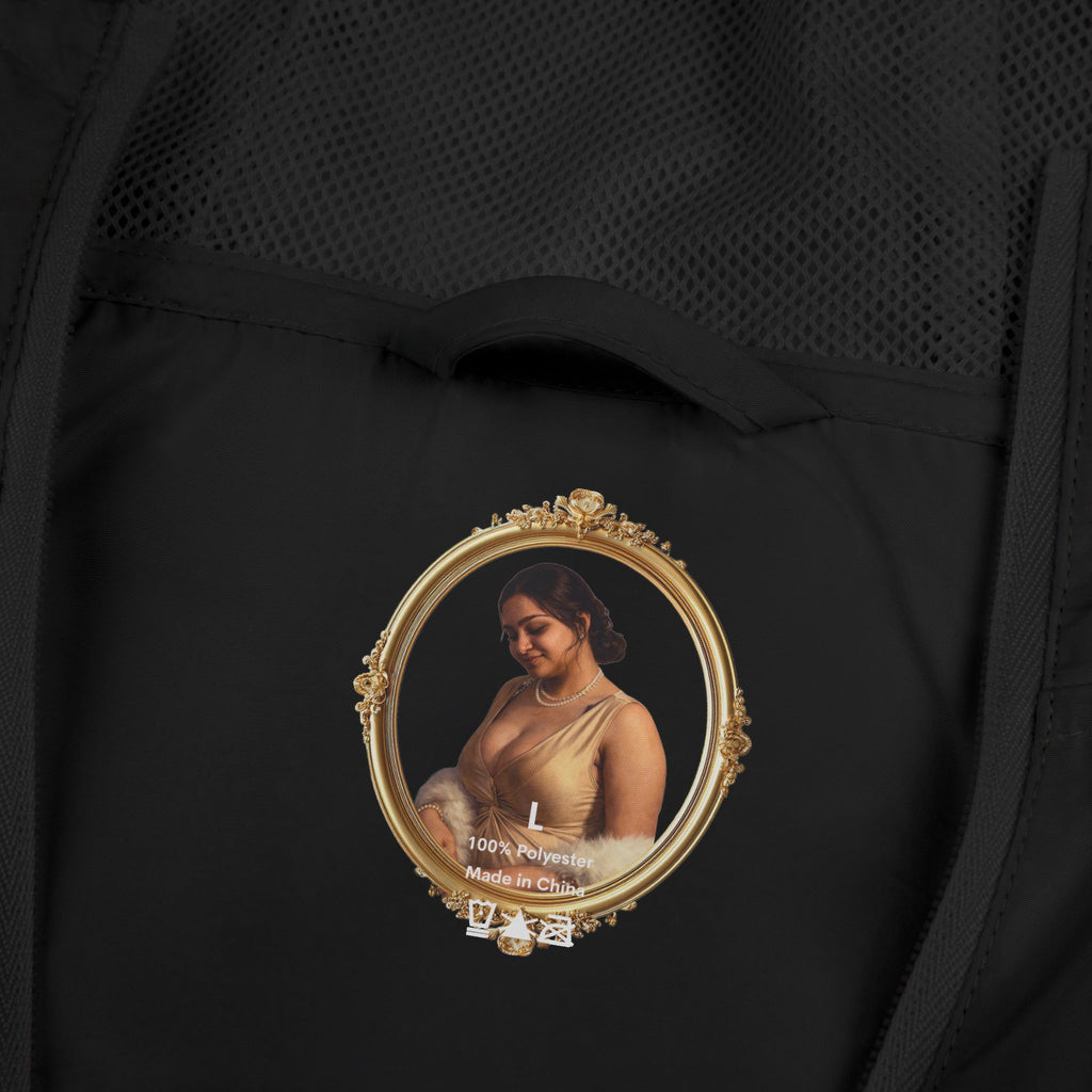 Portrait Frame Windbreaker Jacket — Vintage Painted Woman Print