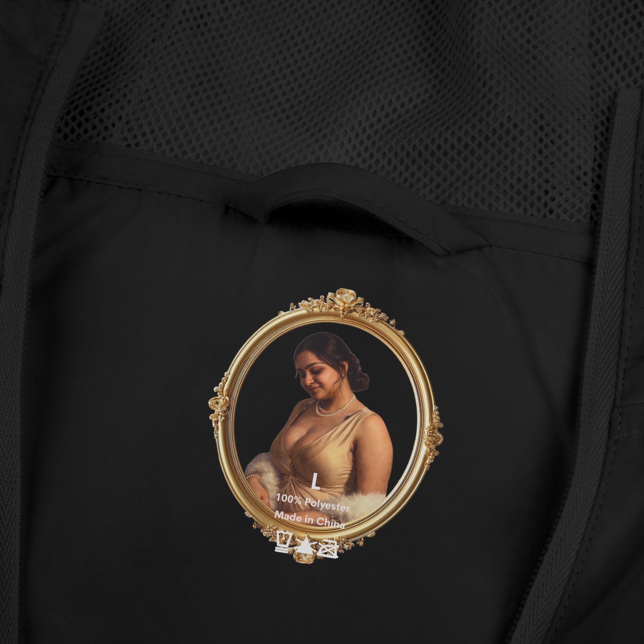 Portrait Frame Windbreaker Jacket — Vintage Painted Woman Print