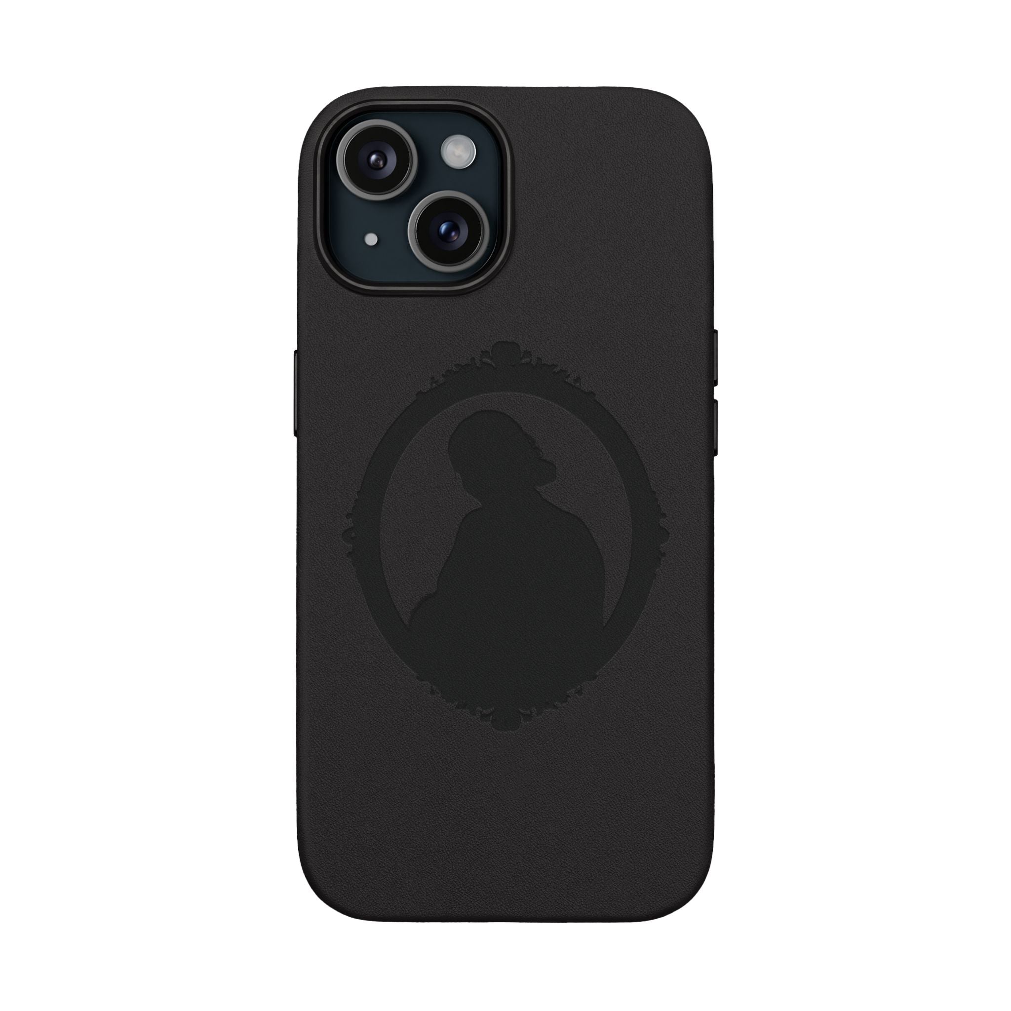 Engraved PU Leather Phone Case — Silhouette Outline Design