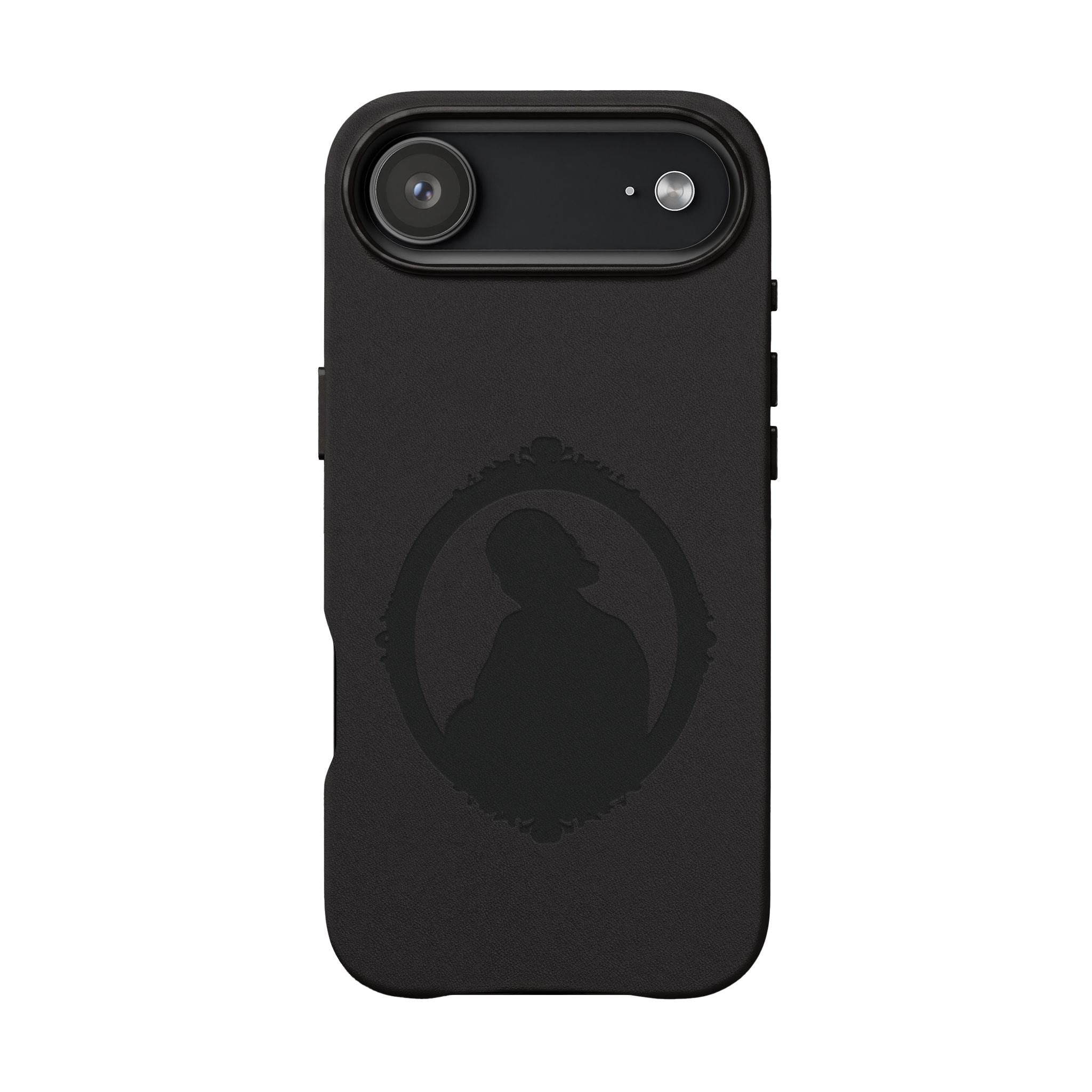 Engraved PU Leather Phone Case — Silhouette Outline Design