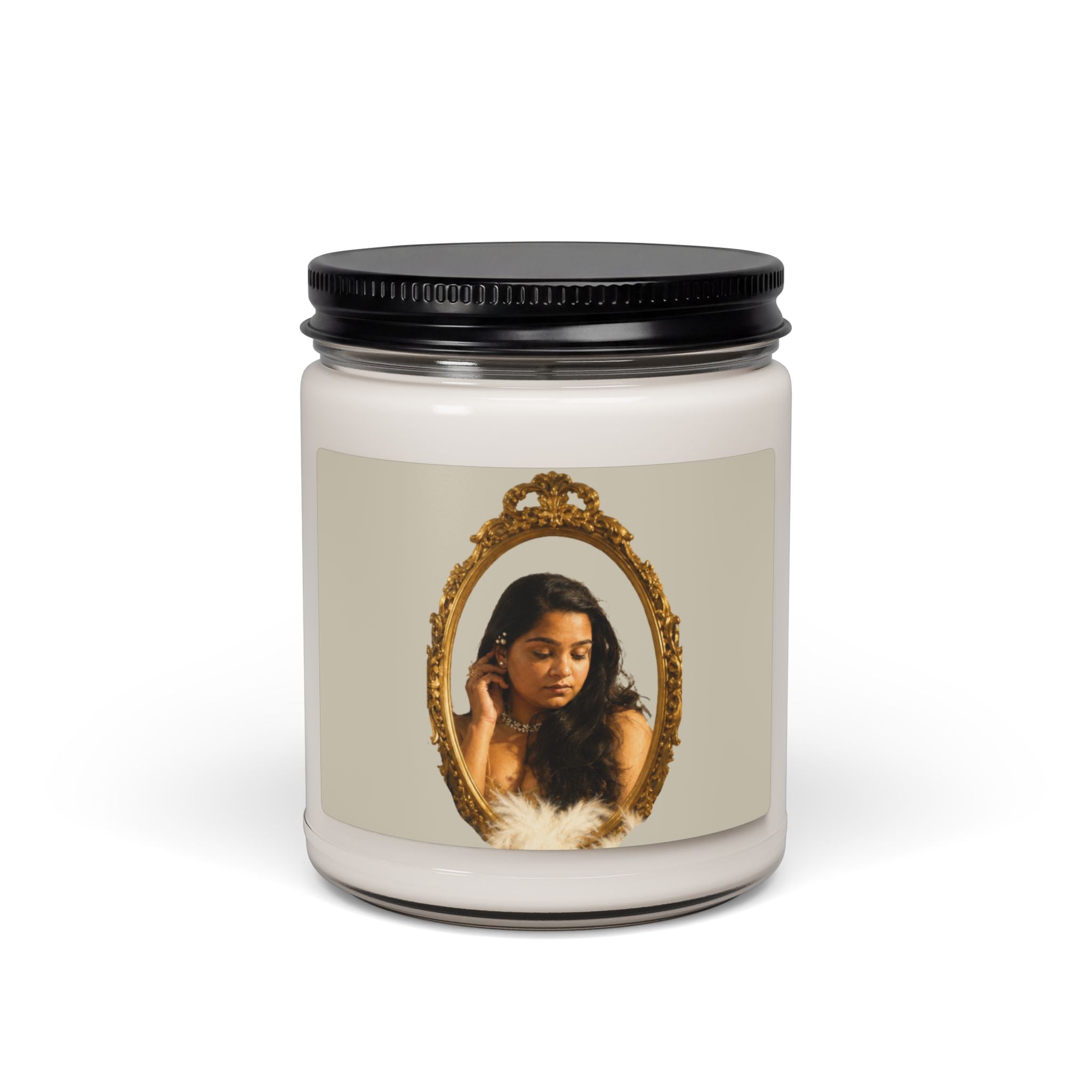 Vintage Mirror Portrait Scented Soy Candle — 9oz Relaxing Home Fragrance