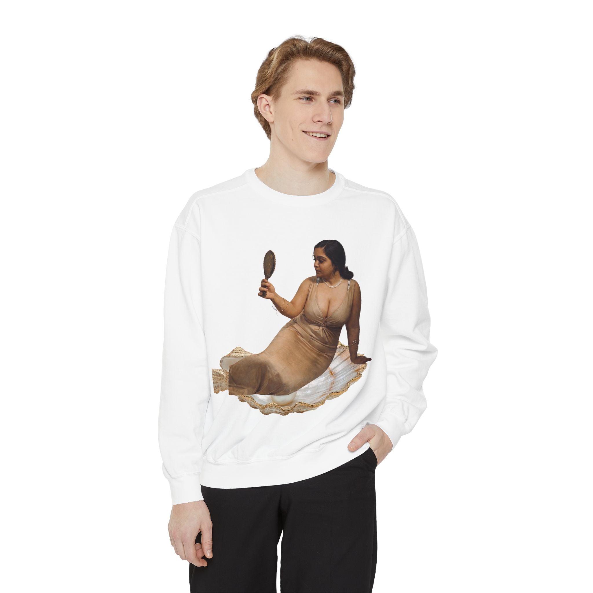 Reclining Muse Sweatshirt — 'We Will Be Home' Retro Art Graphic Crewneck
