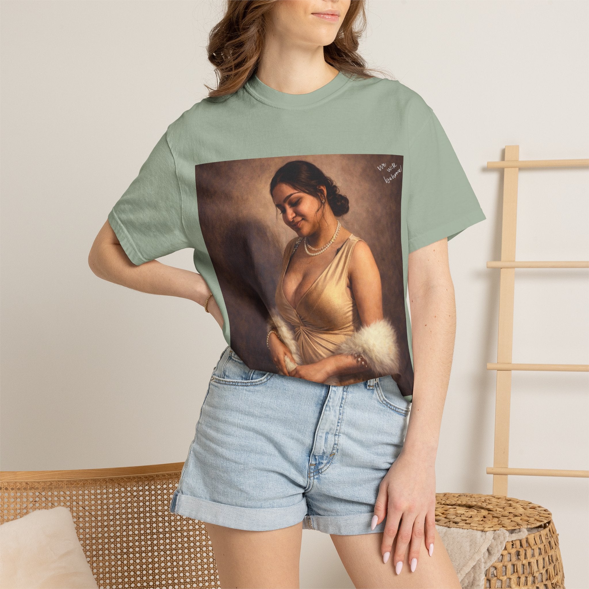 Portrait Graphic T-Shirt — Vintage Framed Lady Art Print