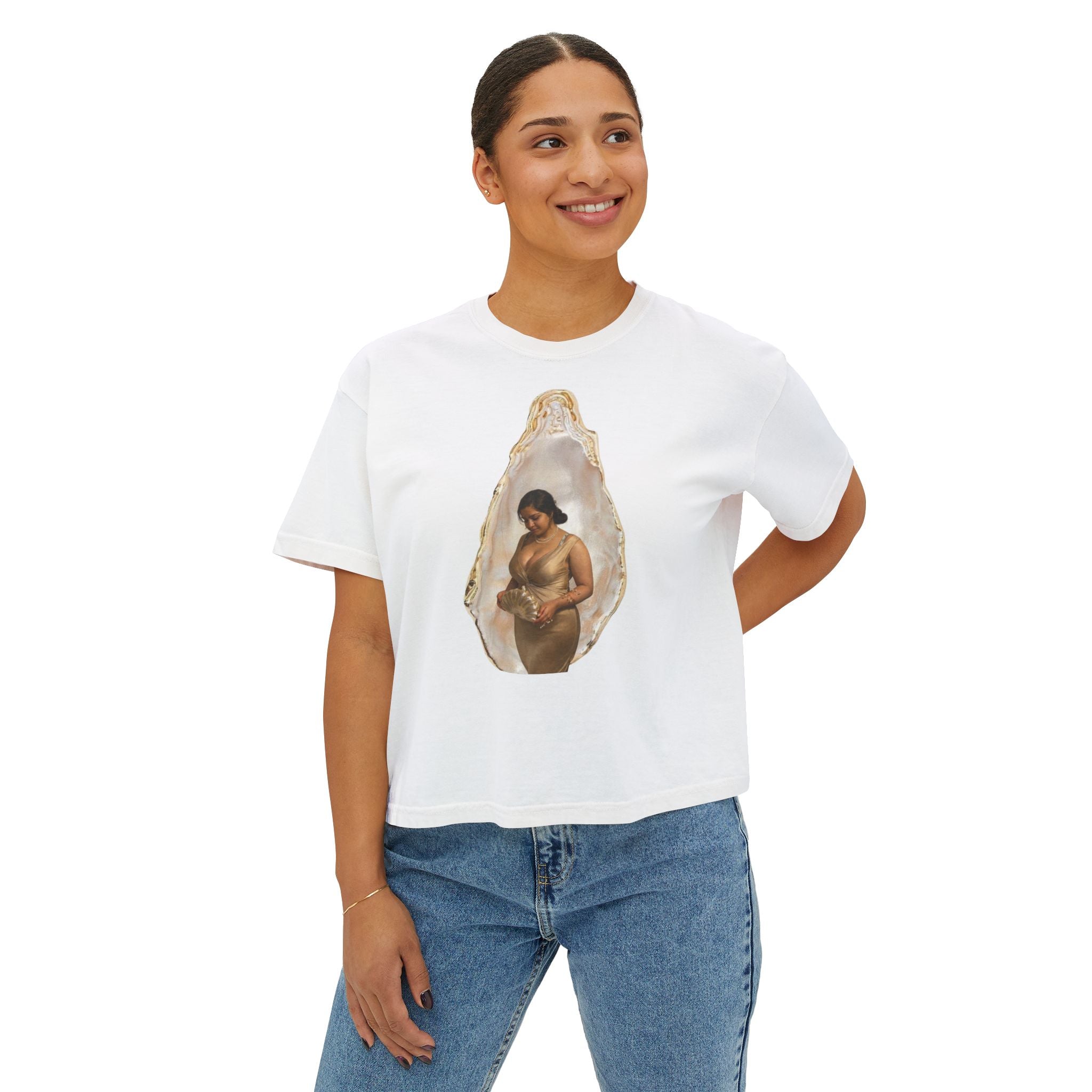 Boxy Tee — 'We Will Be Home' Vintage Angel Art Cropped T‑Shirt