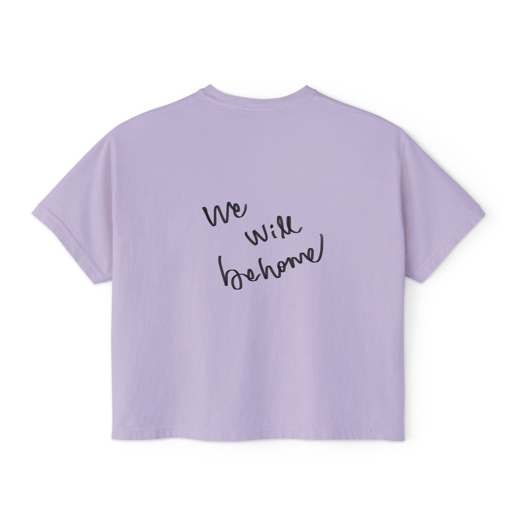 Boxy Tee — 'We Will Be Home' Vintage Angel Art Cropped T‑Shirt