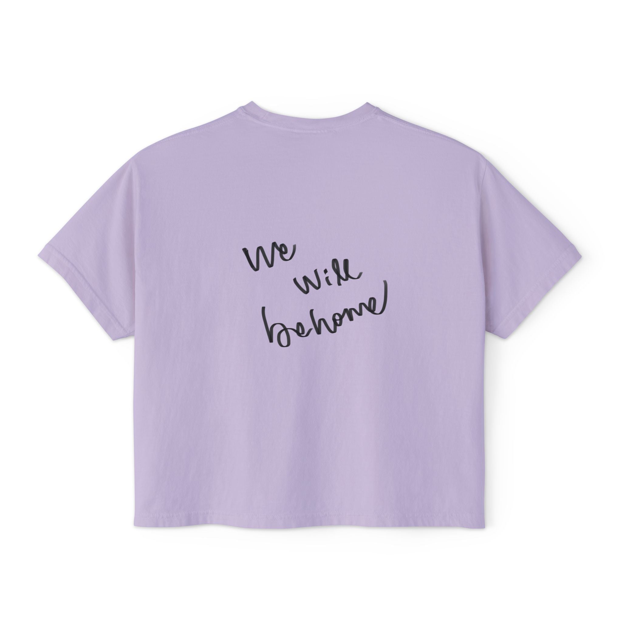 Boxy Tee — 'We Will Be Home' Vintage Angel Art Cropped T‑Shirt