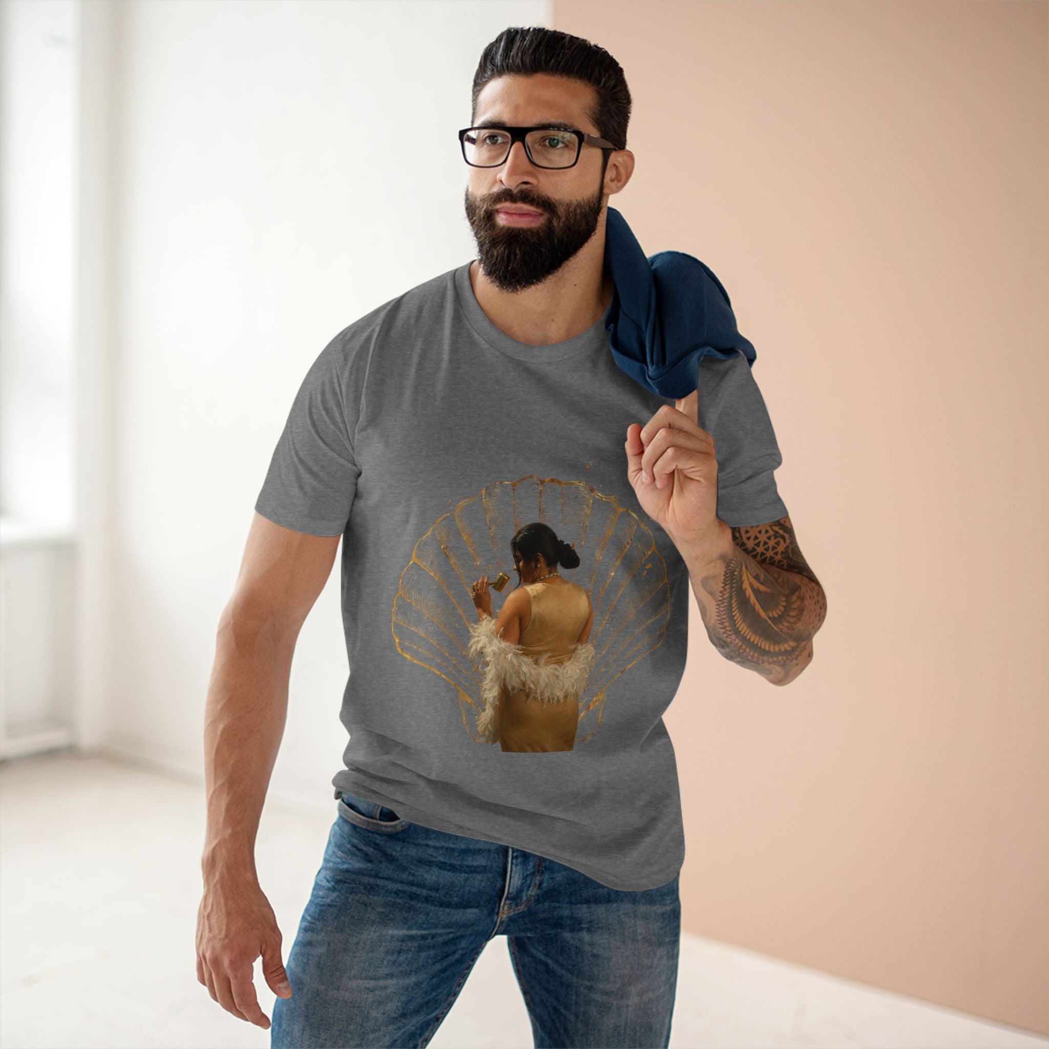 Vintage Vanity Tee — Antique Mirror & Shell Art Graphic T-Shirt