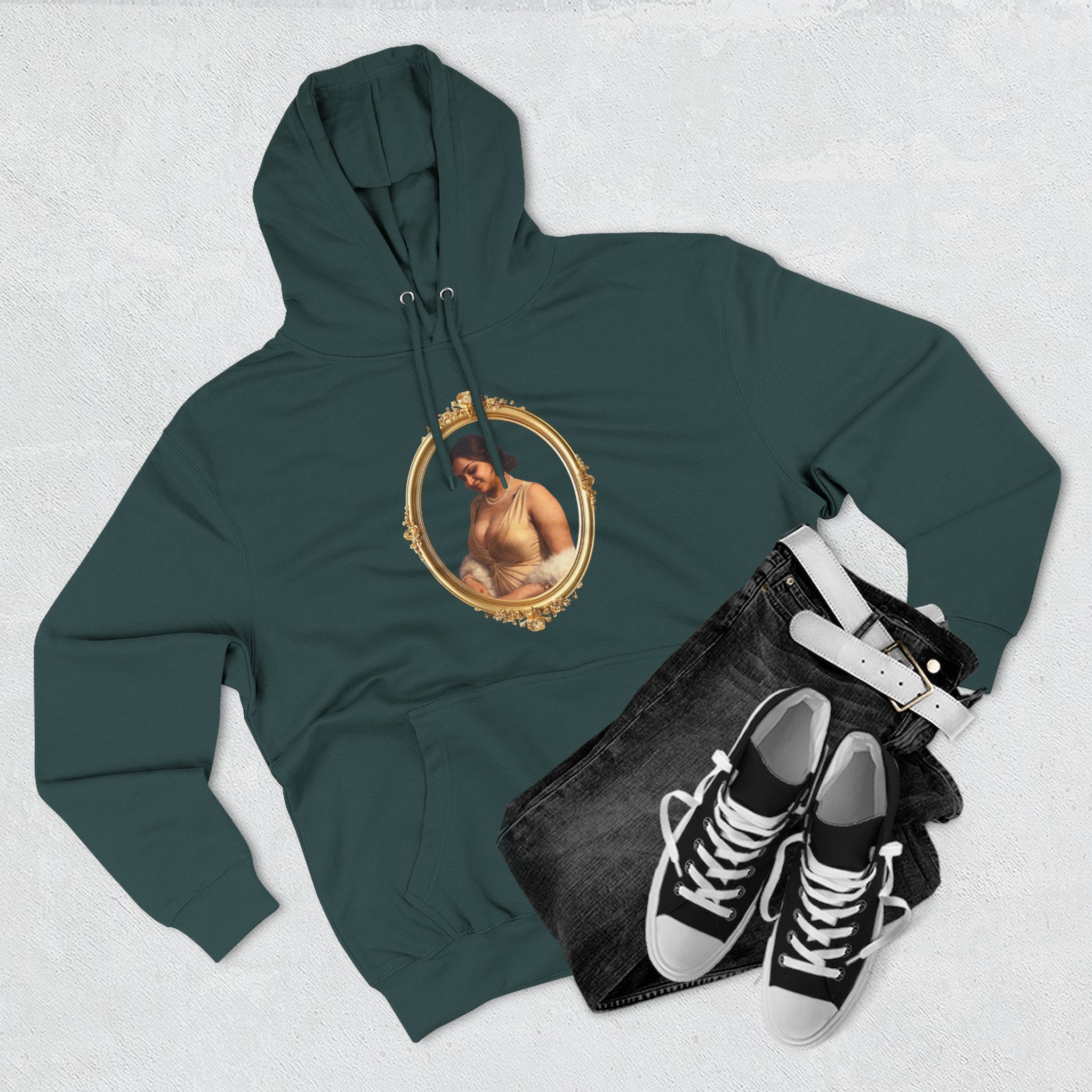 Portrait Hoodie — Vintage Frame Romantic Art Pullover