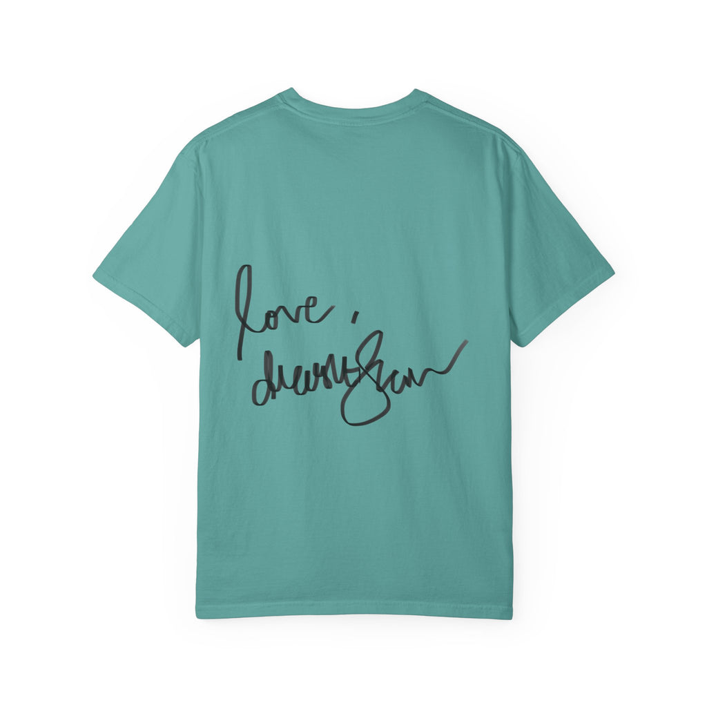 Venus Mirror T-Shirt — Nude Goddess Art Tee with 'Love, [Signature]' Back Print