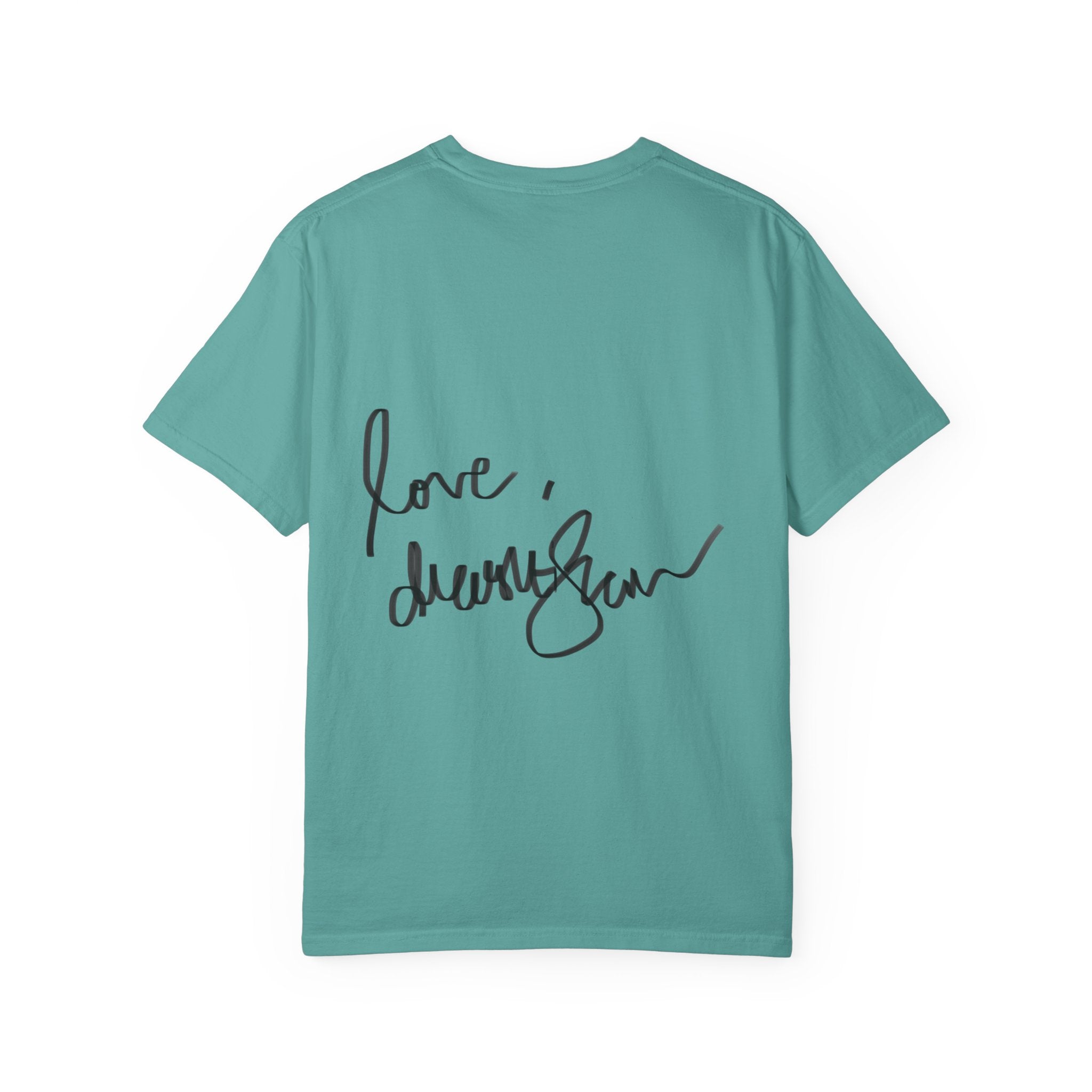 Venus Mirror T-Shirt — Nude Goddess Art Tee with 'Love, [Signature]' Back Print