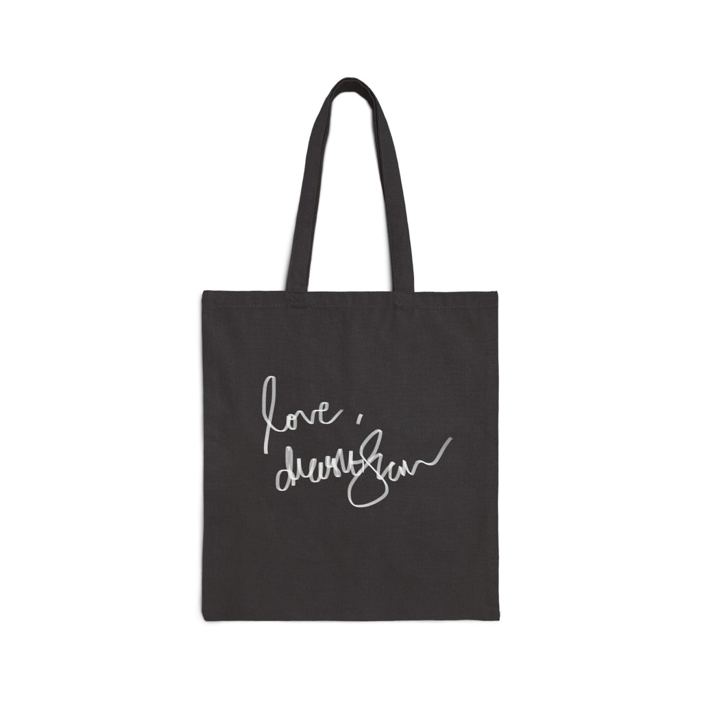 Art Frame Tote Bag — Vintage Portrait Canvas Tote with “Love, Dua Lipa” Script