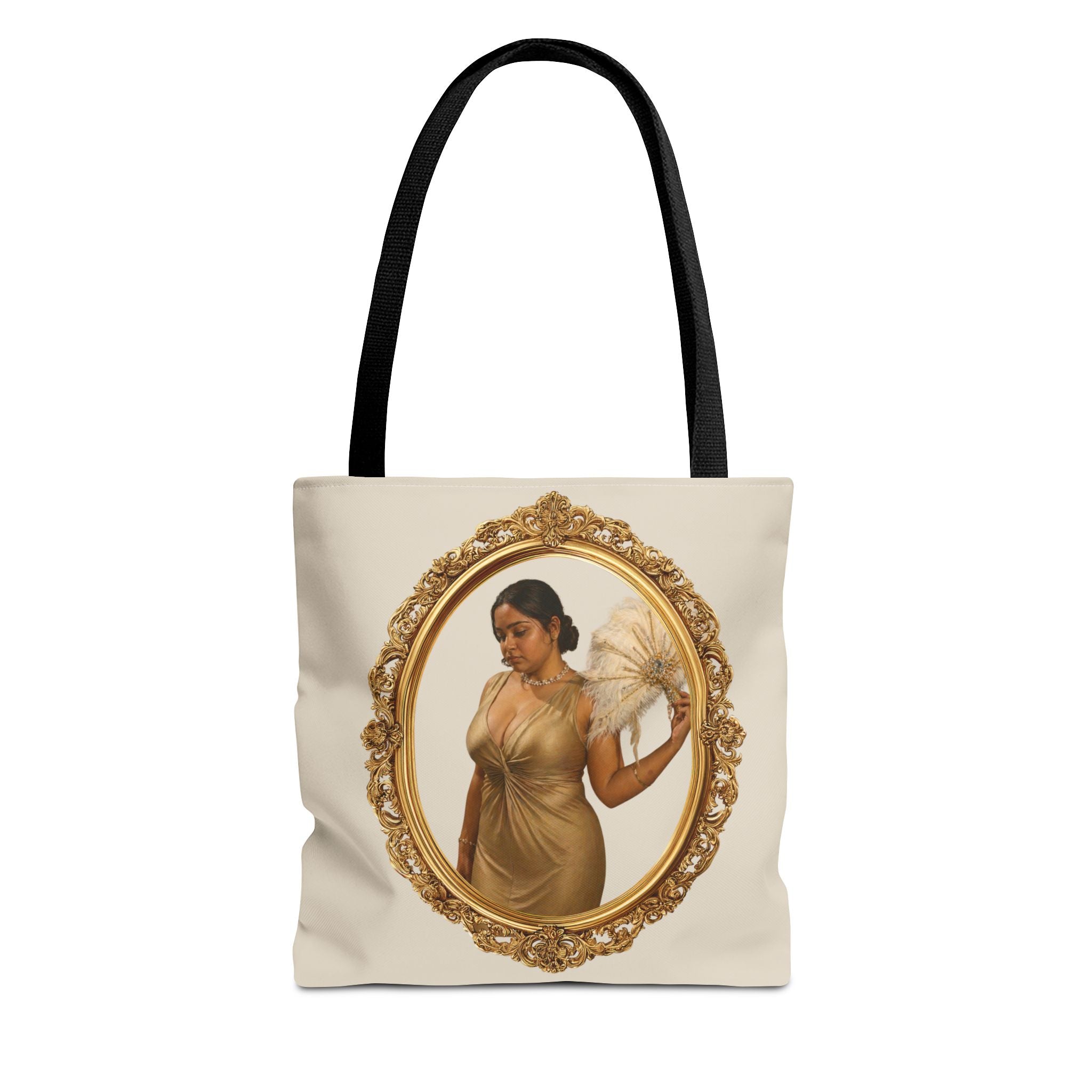 Vintage Portrait Tote Bag — Framed Lady Canvas Shopper