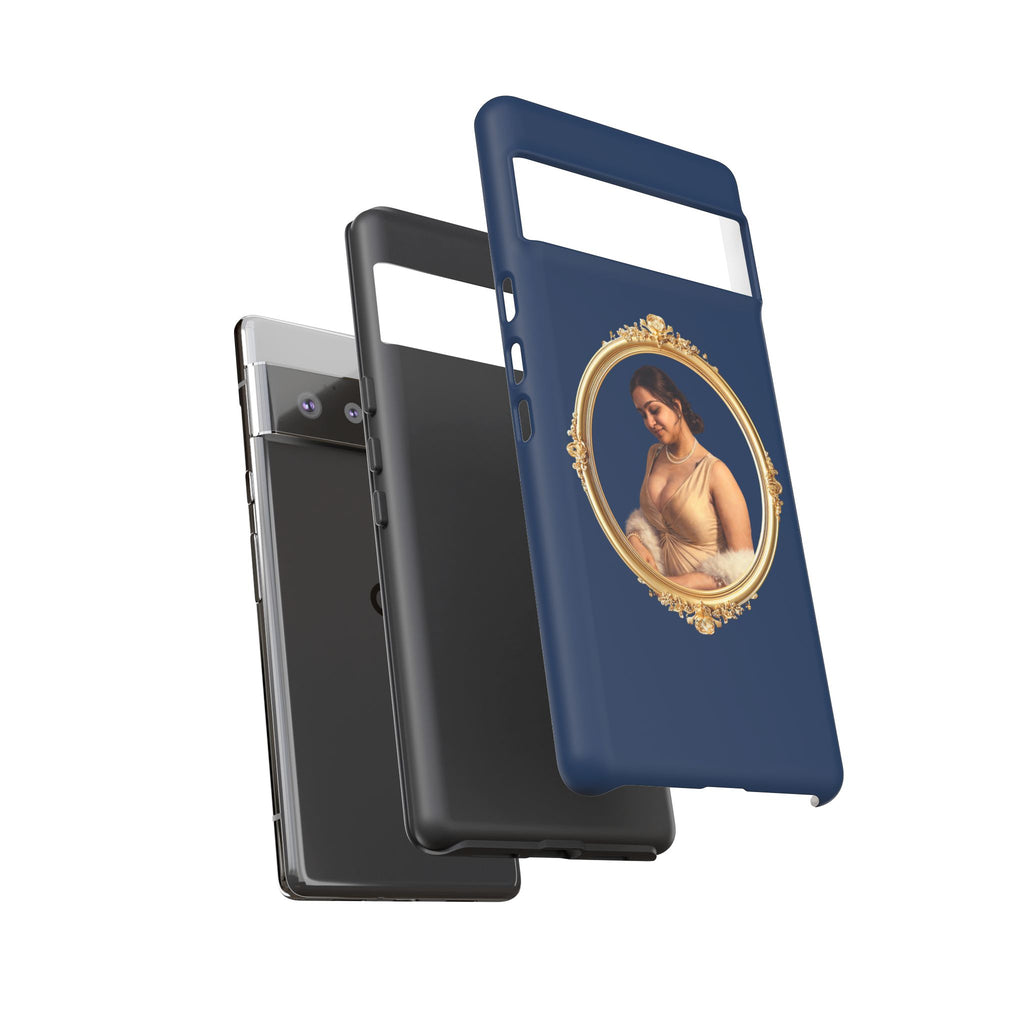 Vintage Portrait Phone Case — Elegant Gold Frame on Navy
