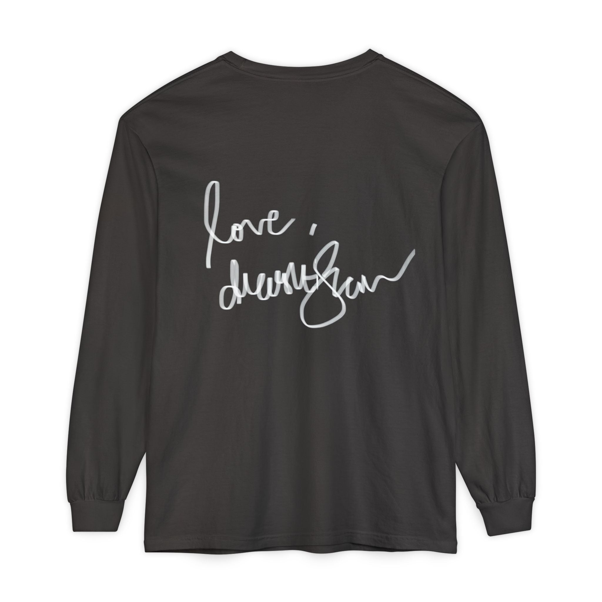 Shell Portrait Long Sleeve Tee — “We Will Be Home” Back Script