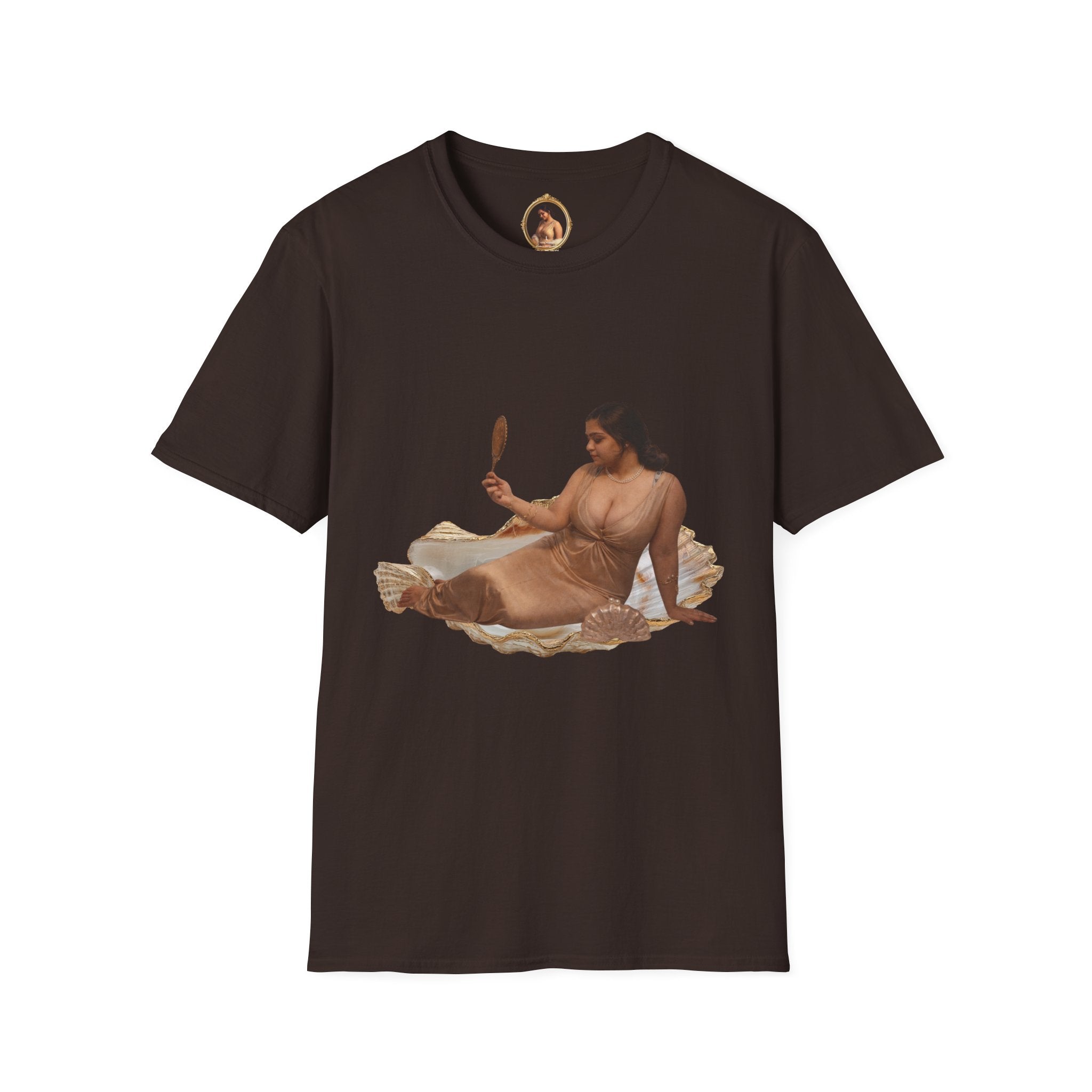 T-Shirt — Vintage Reclining Woman with Hand Mirror Art Tee