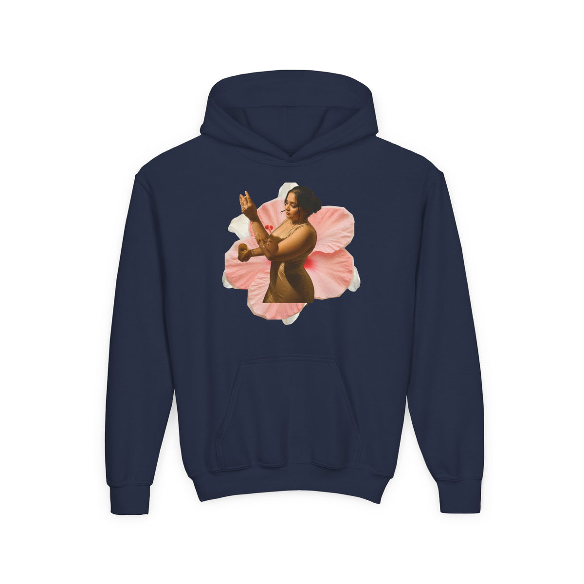 Drashti Hoodie — Vintage Dancer Floral Graphic with “We Will Be Home” Back Script