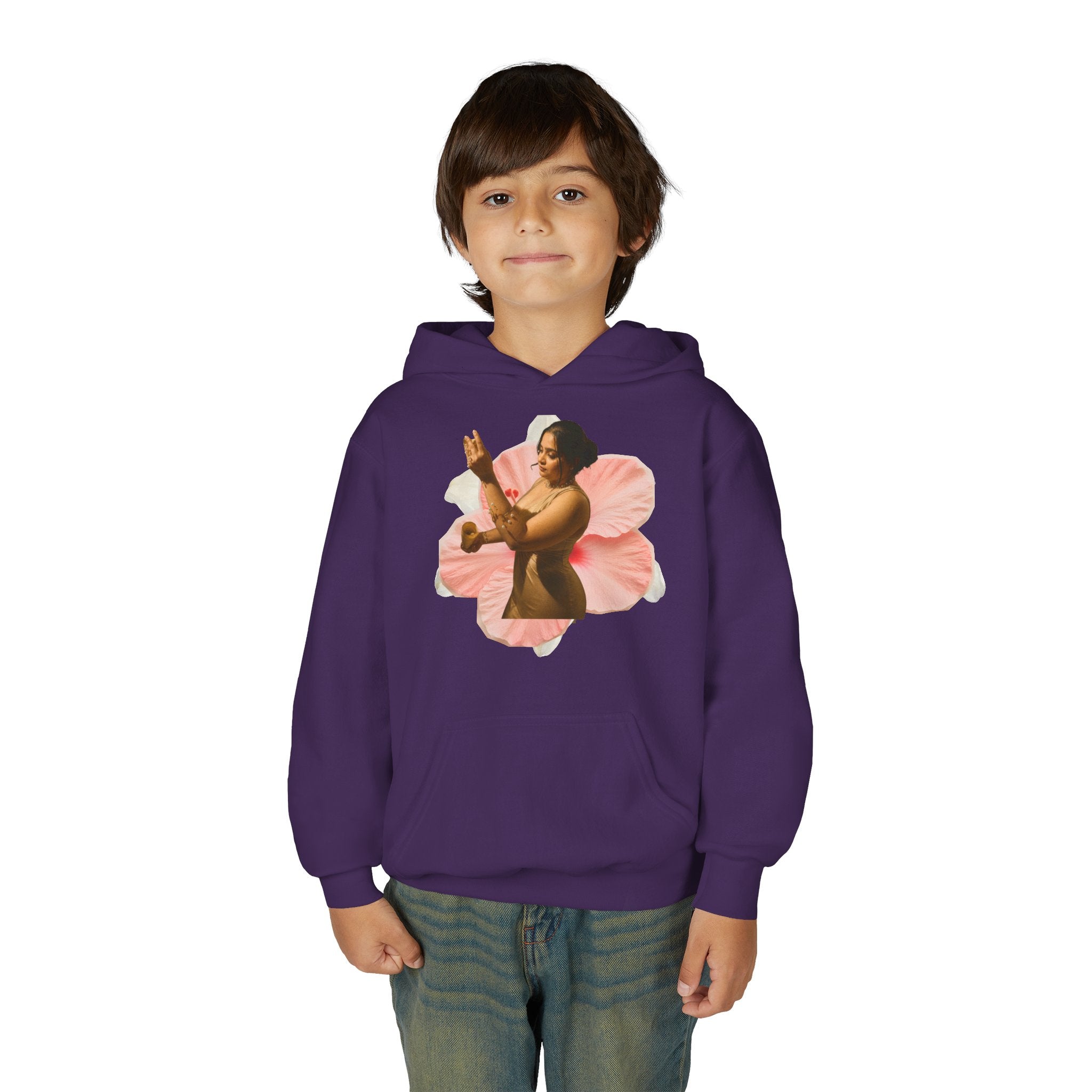 Youth Hoodie — Vintage Dancer Floral Graphic with “We Will Be Home” Back Script