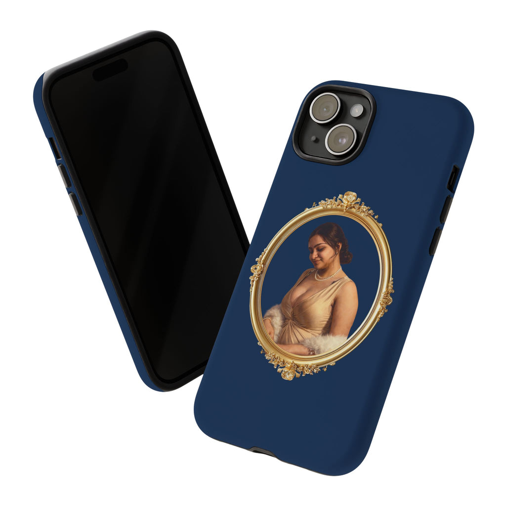 Vintage Portrait Phone Case — Elegant Gold Frame on Navy