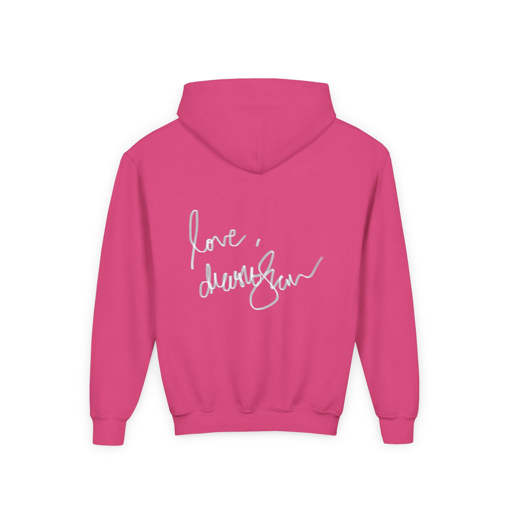Youth Hoodie — Vintage Dancer Floral Graphic with “We Will Be Home” Back Script