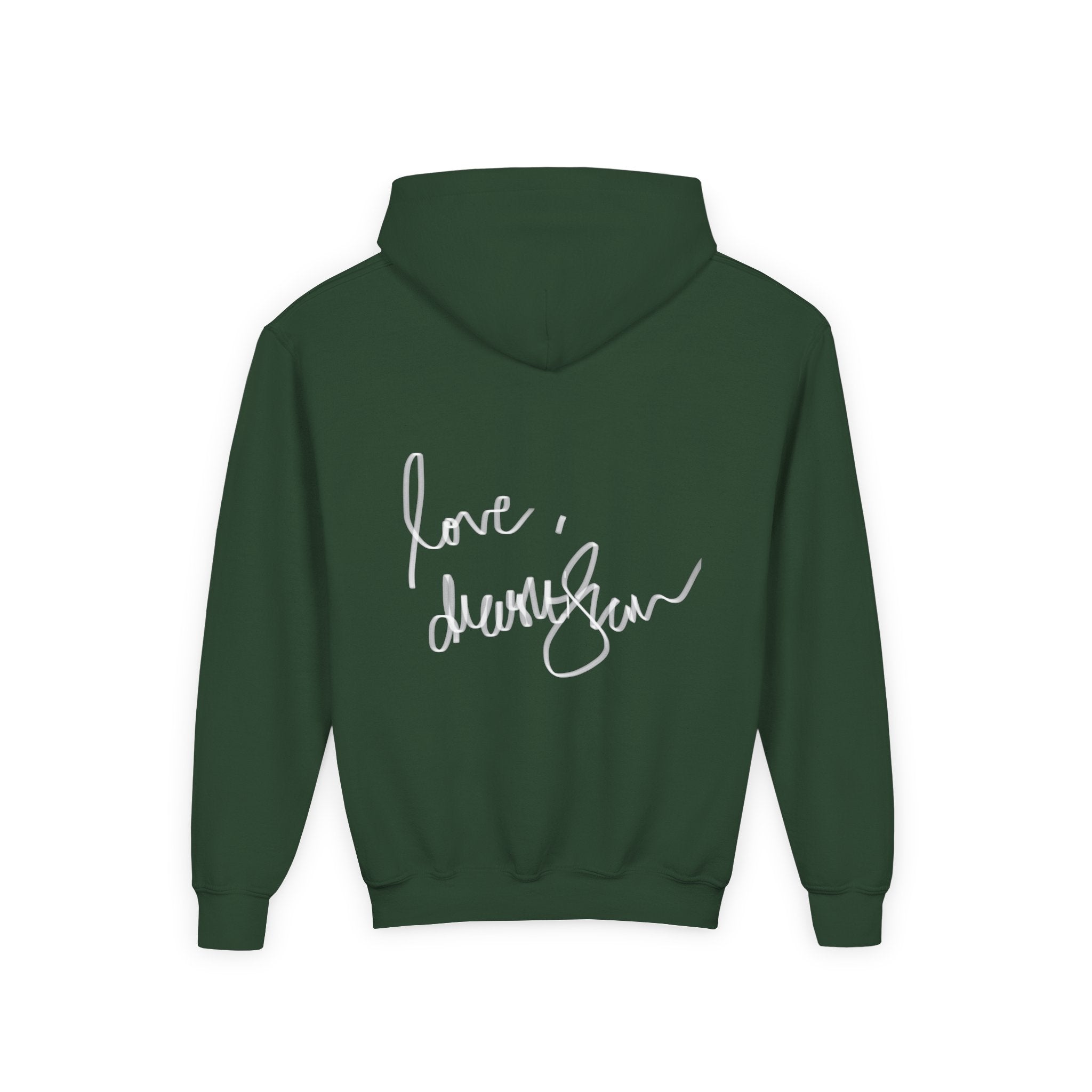 Youth Hoodie — Vintage Dancer Floral Graphic with “We Will Be Home” Back Script