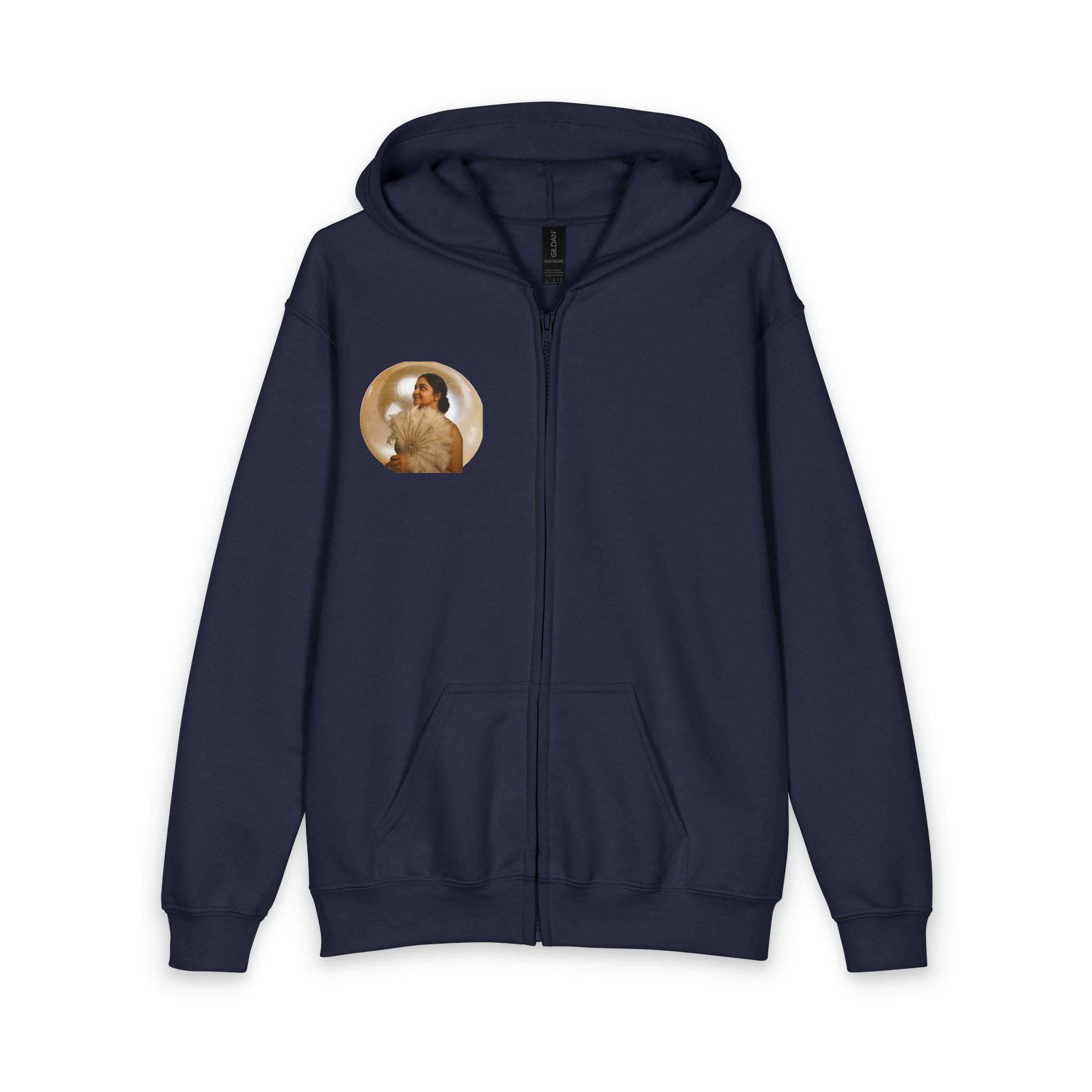 Youth Zip Hoodie with Vintage Bubble Portrait — Cozy Retro Aesthetic