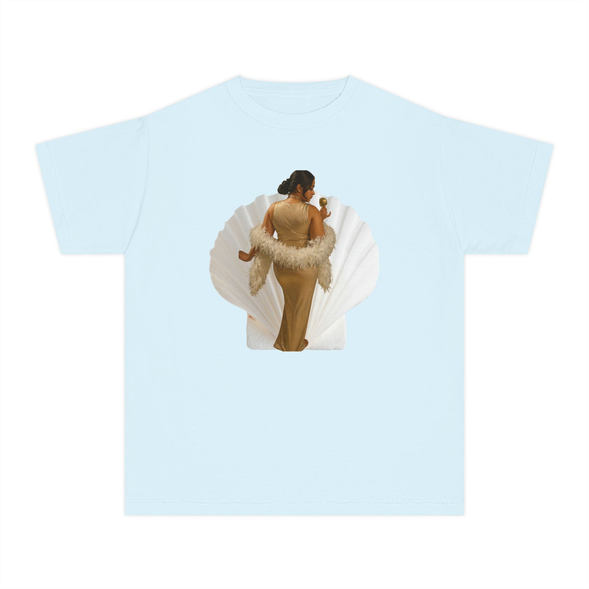 Drashti Youth Tee — Elegant Portrait Shell Graphic
