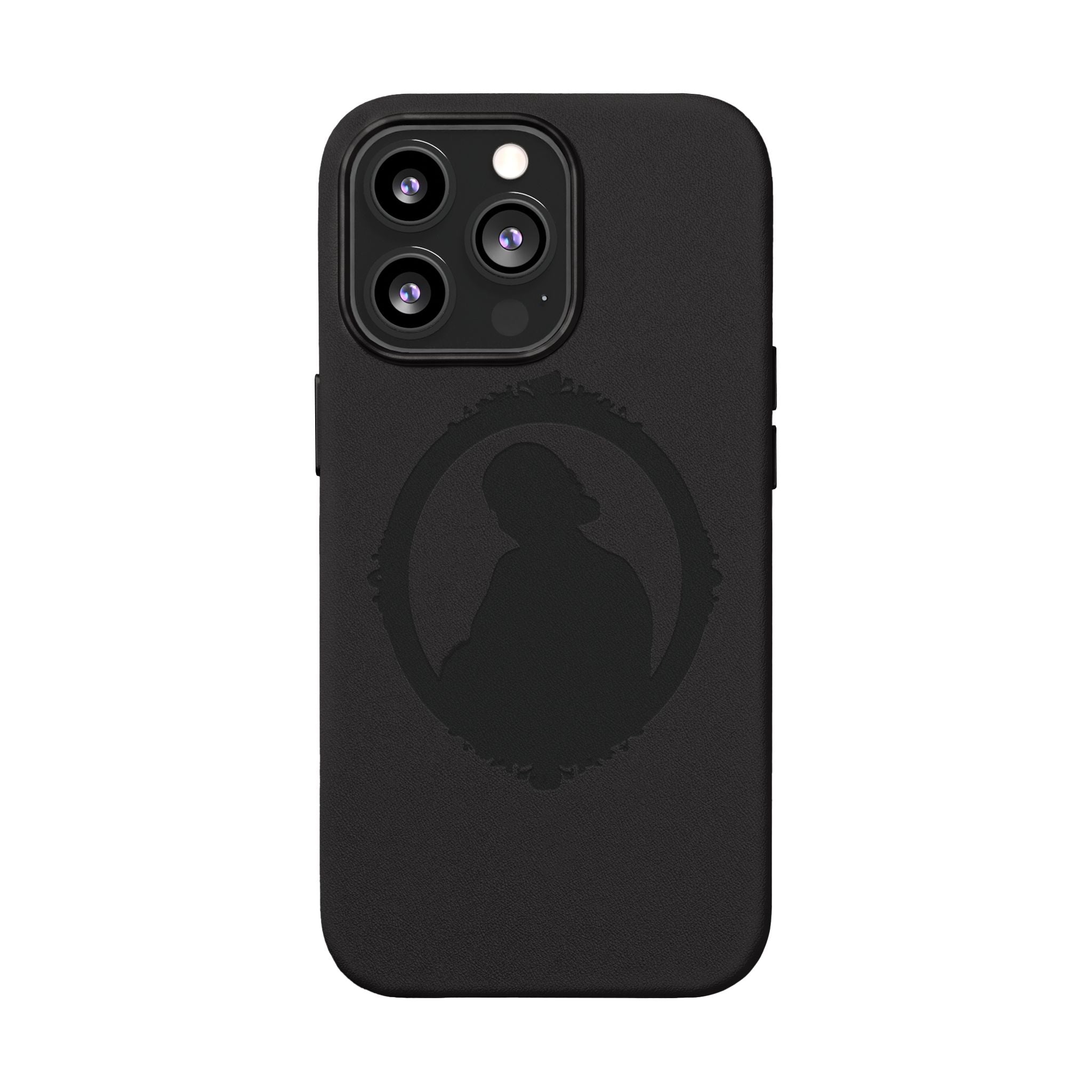 Engraved PU Leather Phone Case — Silhouette Outline Design