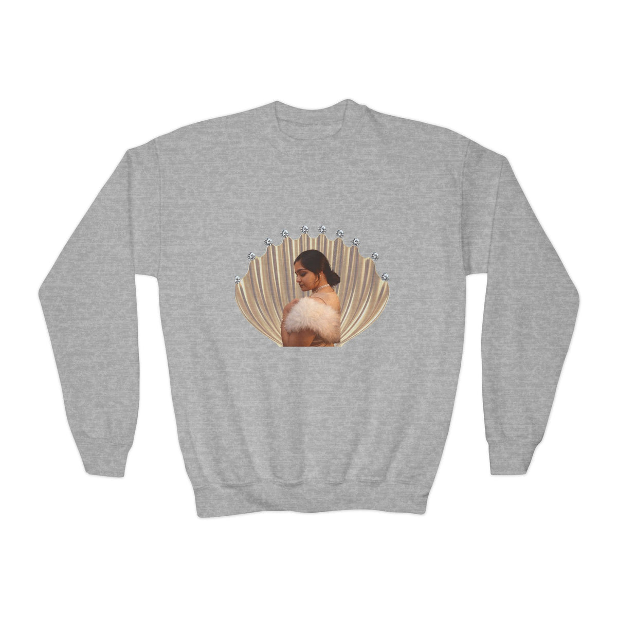 Drashti Youth Crewneck Sweatshirt — 'We Will Be Home' Vintage Portrait Graphic