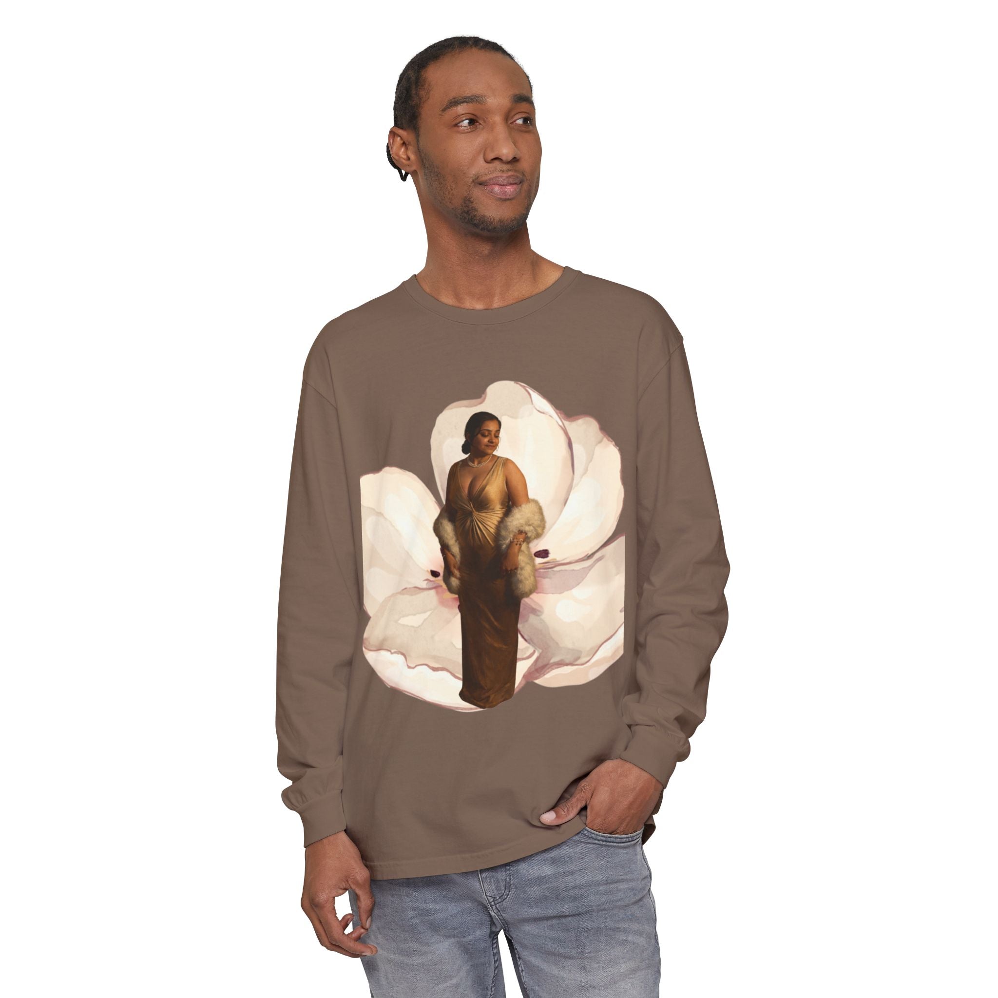 We Will Be Home Long Sleeve Tee — Floral Vintage Portrait Graphic