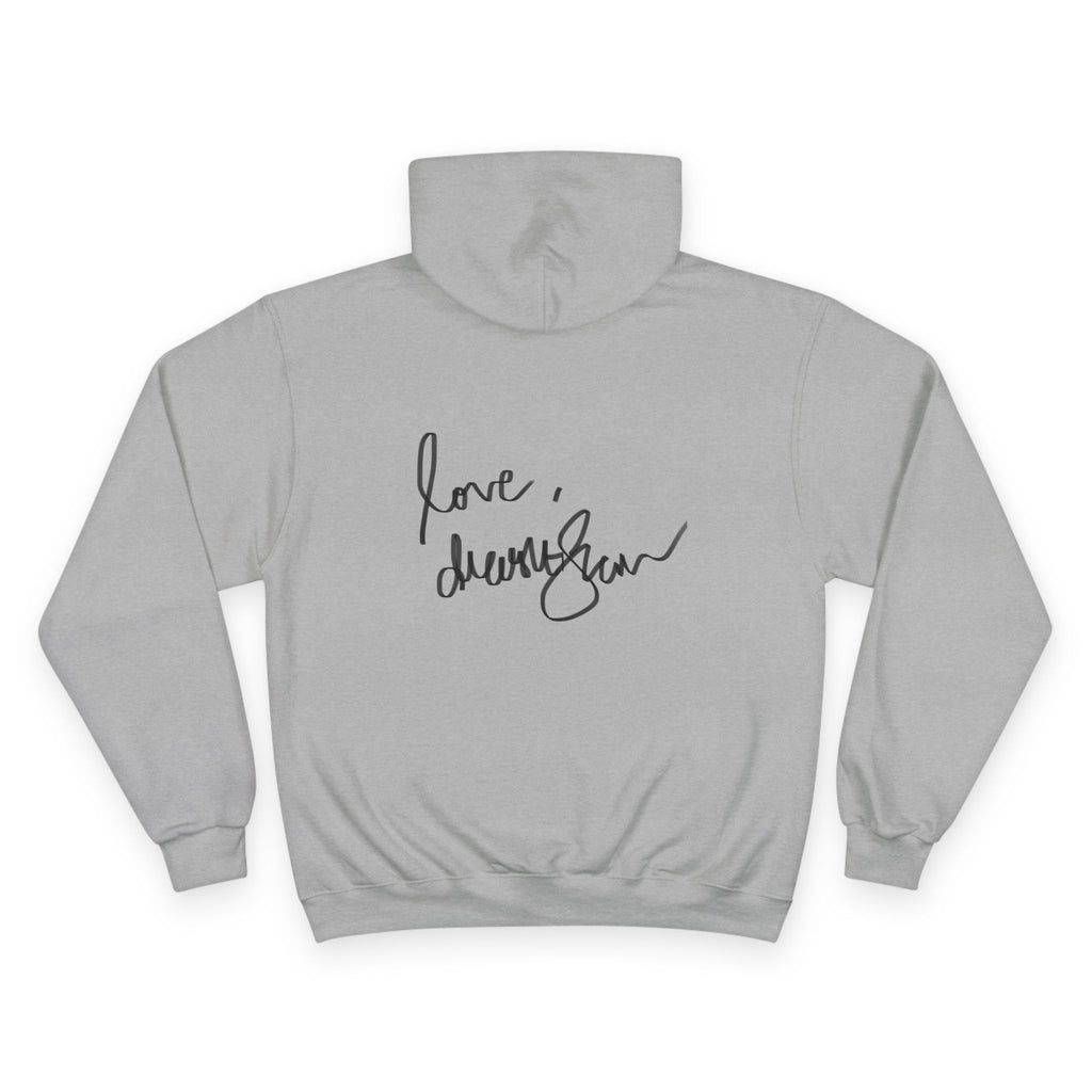 Champion Hoodie — Vintage Reclining Muse Graphic Hoodie with 'love, dunneGaur' Script