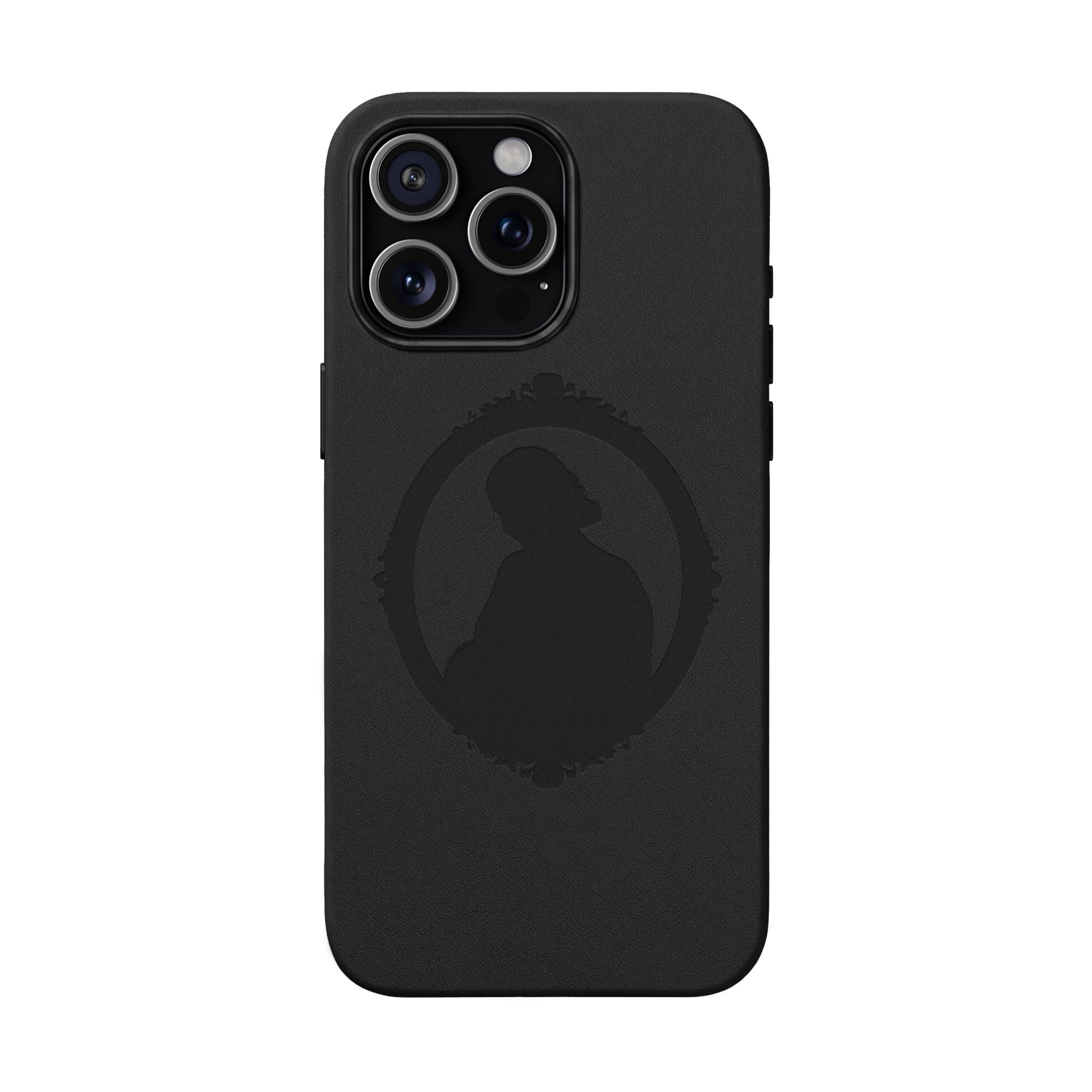 Engraved PU Leather Phone Case — Silhouette Outline Design