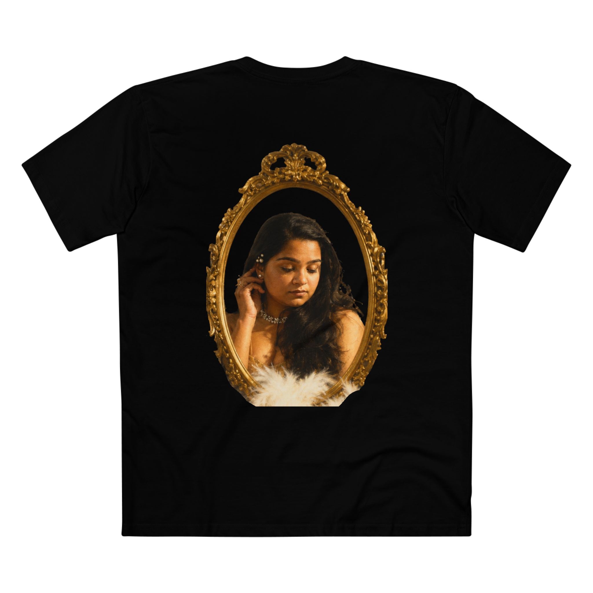 Vintage Vanity Tee — Antique Mirror & Shell Art Graphic T-Shirt