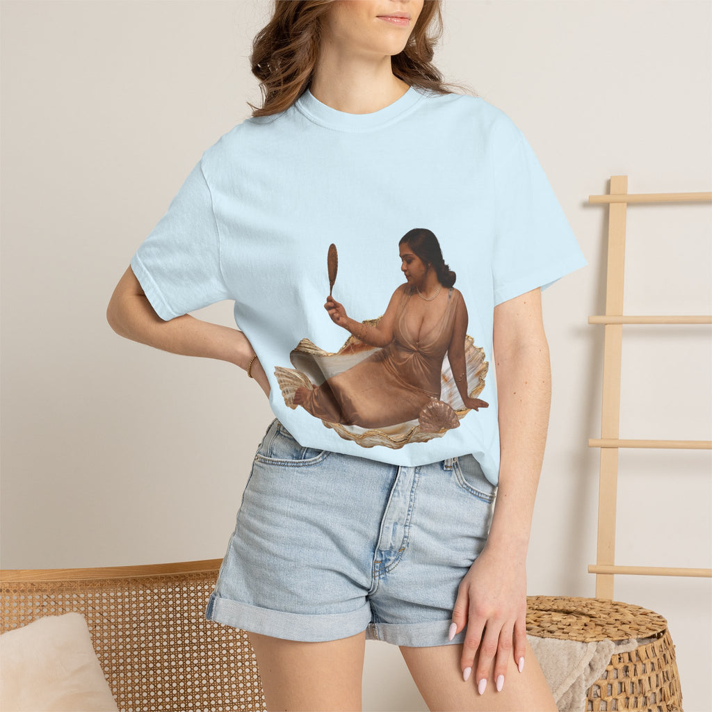 Venus Mirror T-Shirt — Nude Goddess Art Tee with 'Love, [Signature]' Back Print