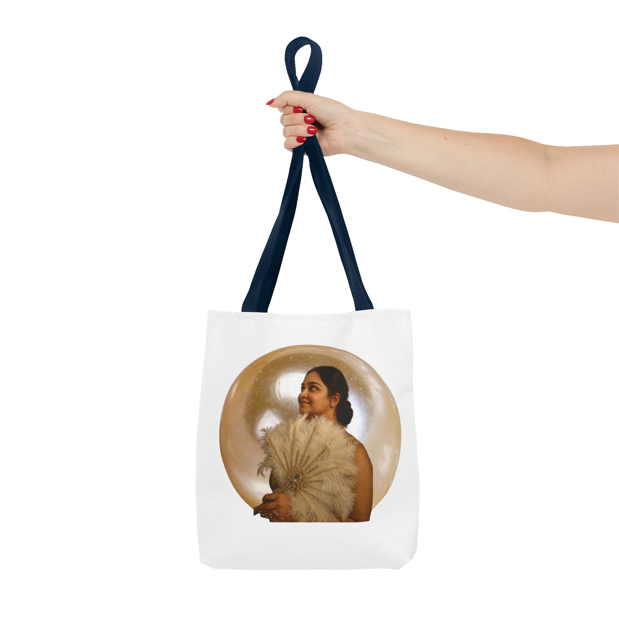 Vintage Portrait Tote Bag — Woman with Feather Fan Artwork