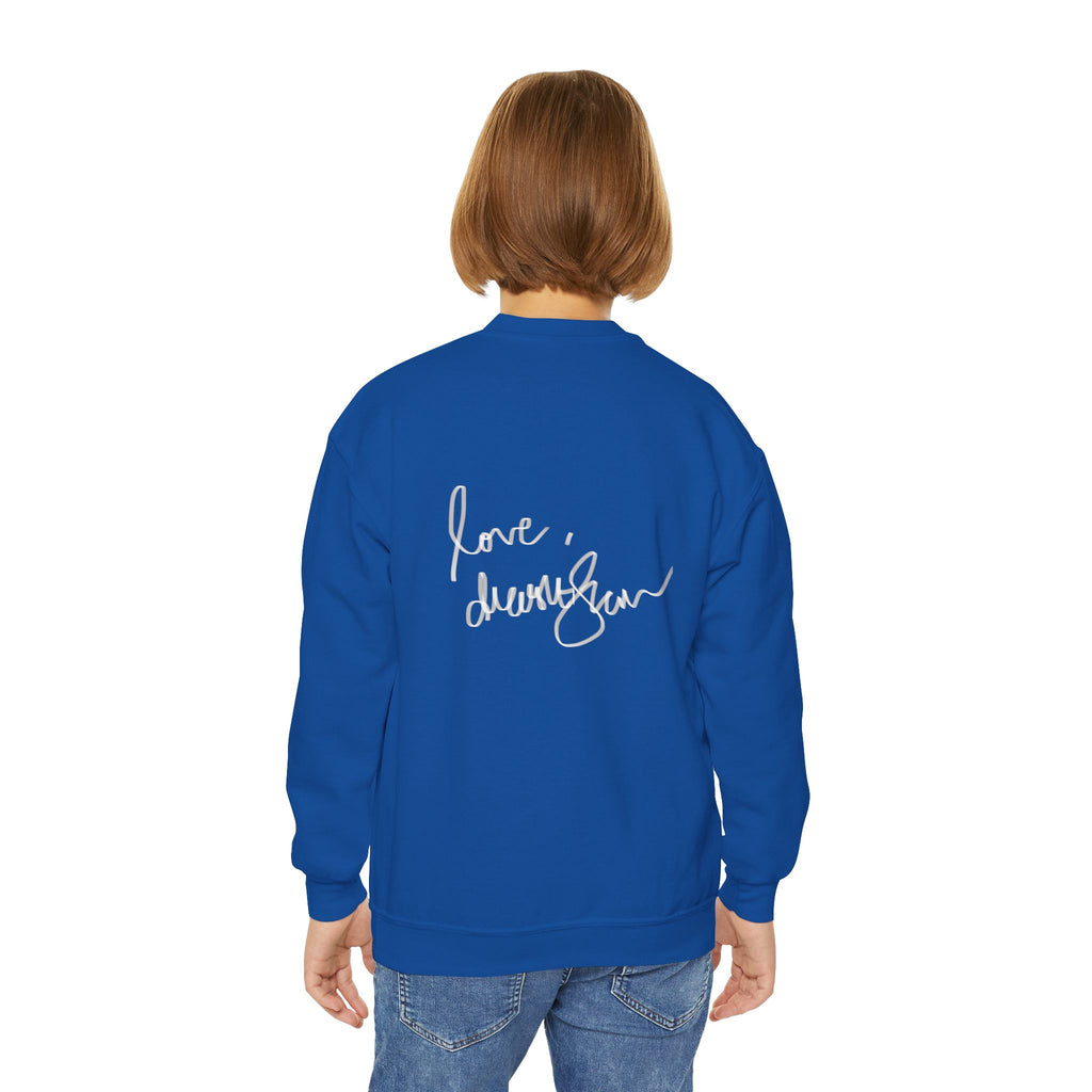 Youth Crewneck Sweatshirt — 'We Will Be Home' Vintage Portrait Graphic
