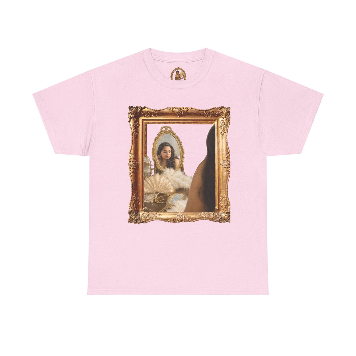 Drashti Portrait Frame Tee — Vintage Mirror Portrait Graphic T-Shirt