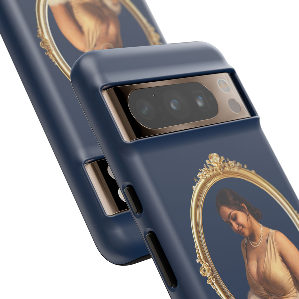Vintage Portrait Phone Case — Elegant Gold Frame on Navy