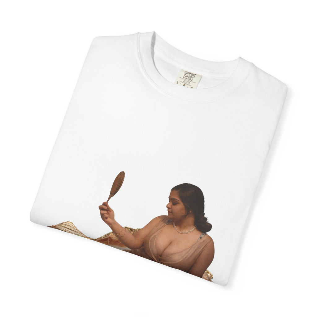 Venus Mirror T-Shirt — Nude Goddess Art Tee with 'Love, [Signature]' Back Print