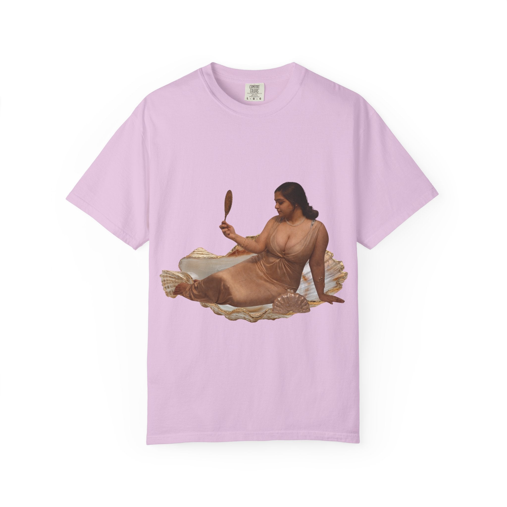 Venus Mirror T-Shirt — Nude Goddess Art Tee with 'Love, [Signature]' Back Print