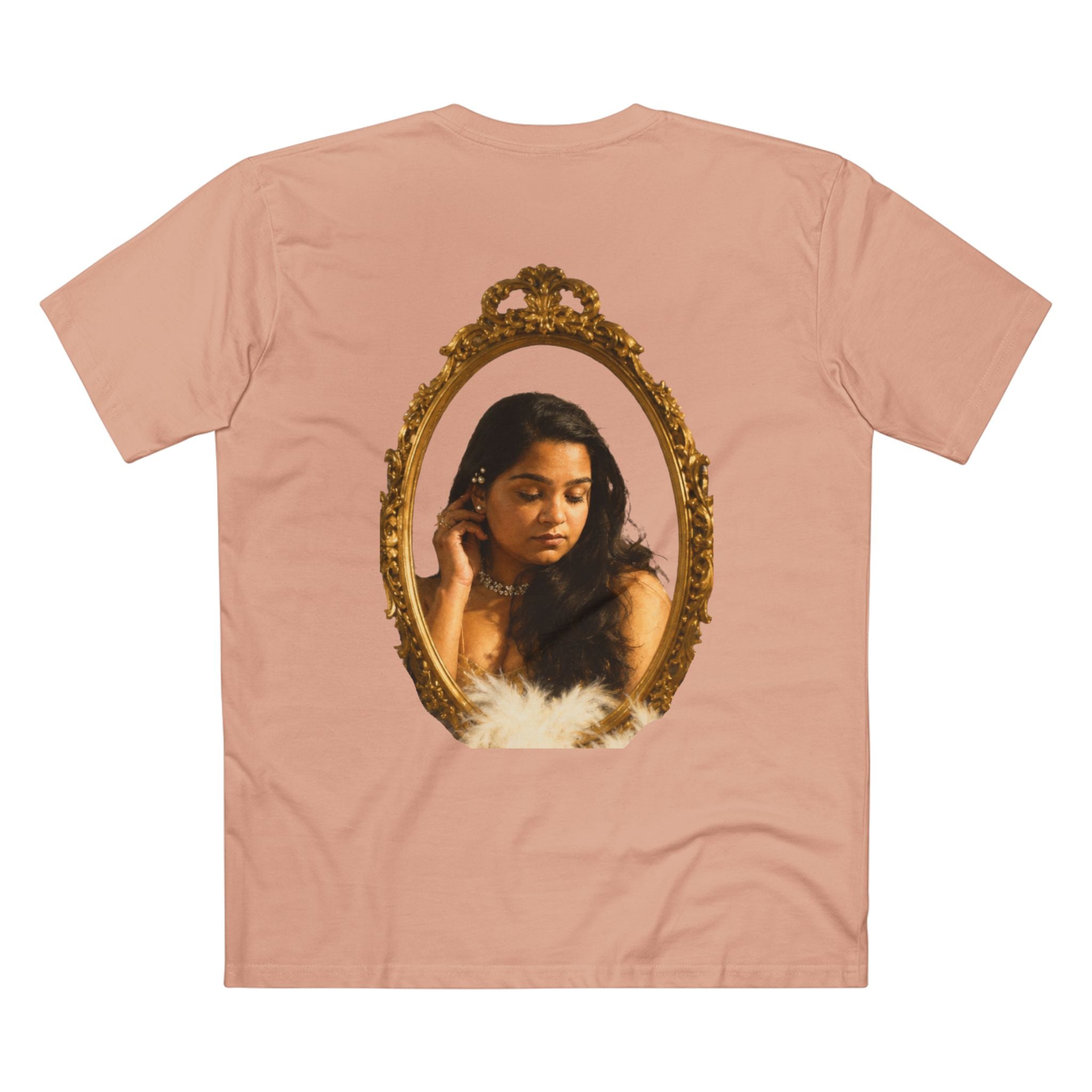 Vintage Vanity Tee — Antique Mirror & Shell Art Graphic T-Shirt