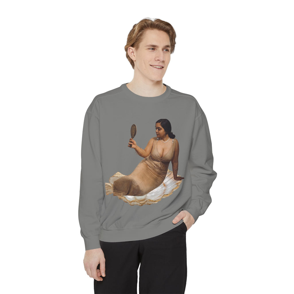 Reclining Muse Sweatshirt — 'We Will Be Home' Retro Art Graphic Crewneck