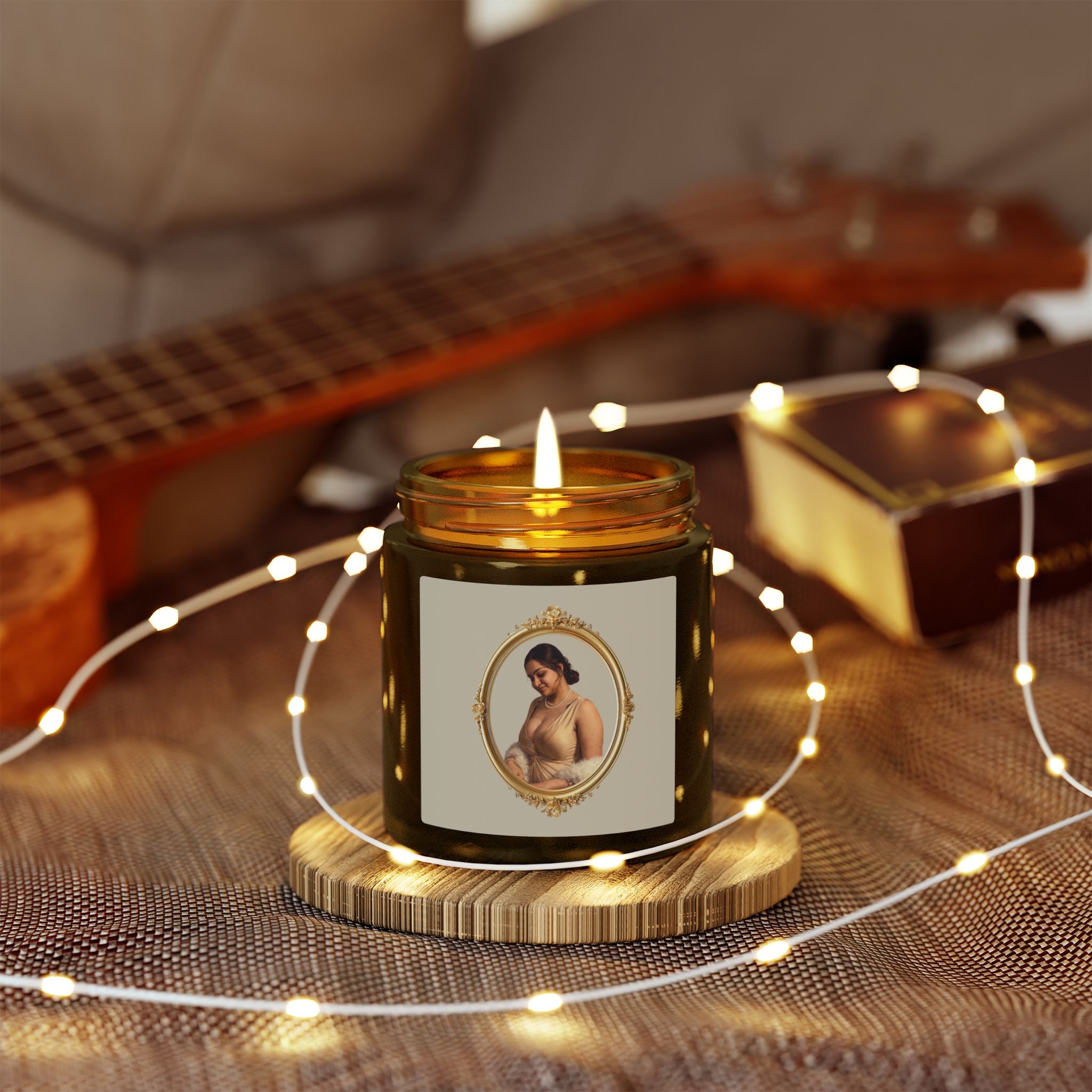 Coconut Apricot Soy Jar Candle — Floral Pearl Design (4oz & 9oz)