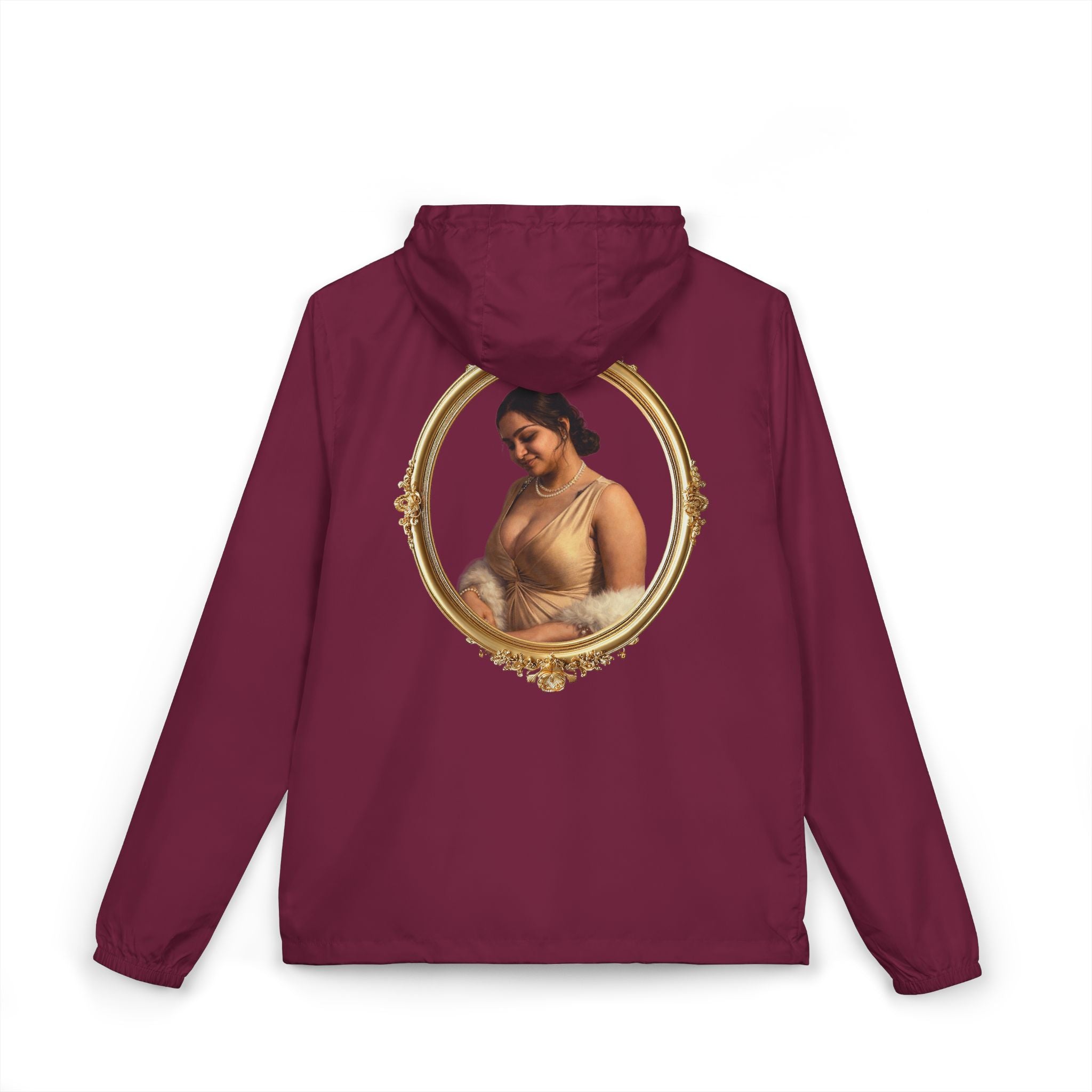 Portrait Frame Windbreaker Jacket — Vintage Painted Woman Print
