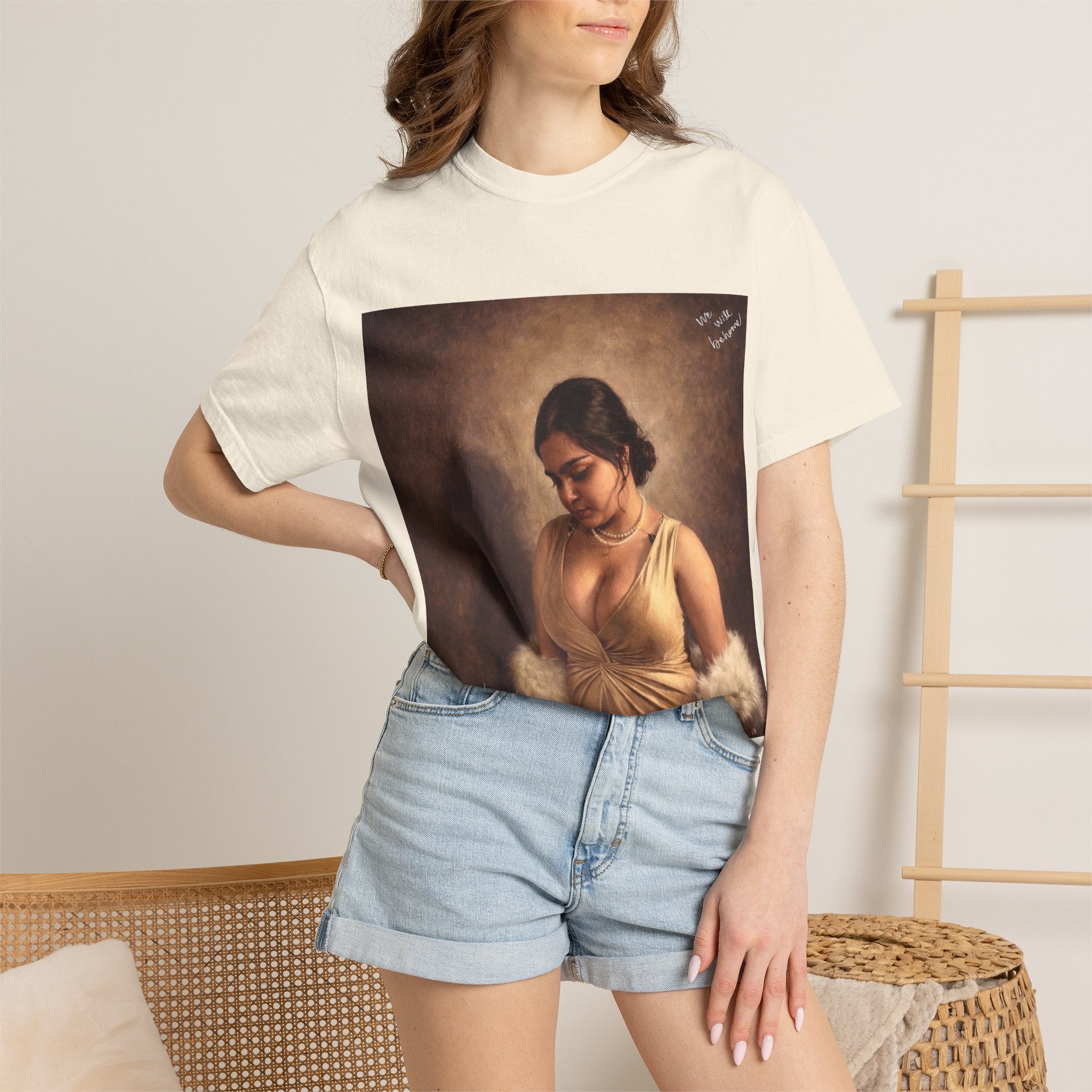T-Shirt — Vintage Glam Portrait Tee with Signature "Love, Drashti"