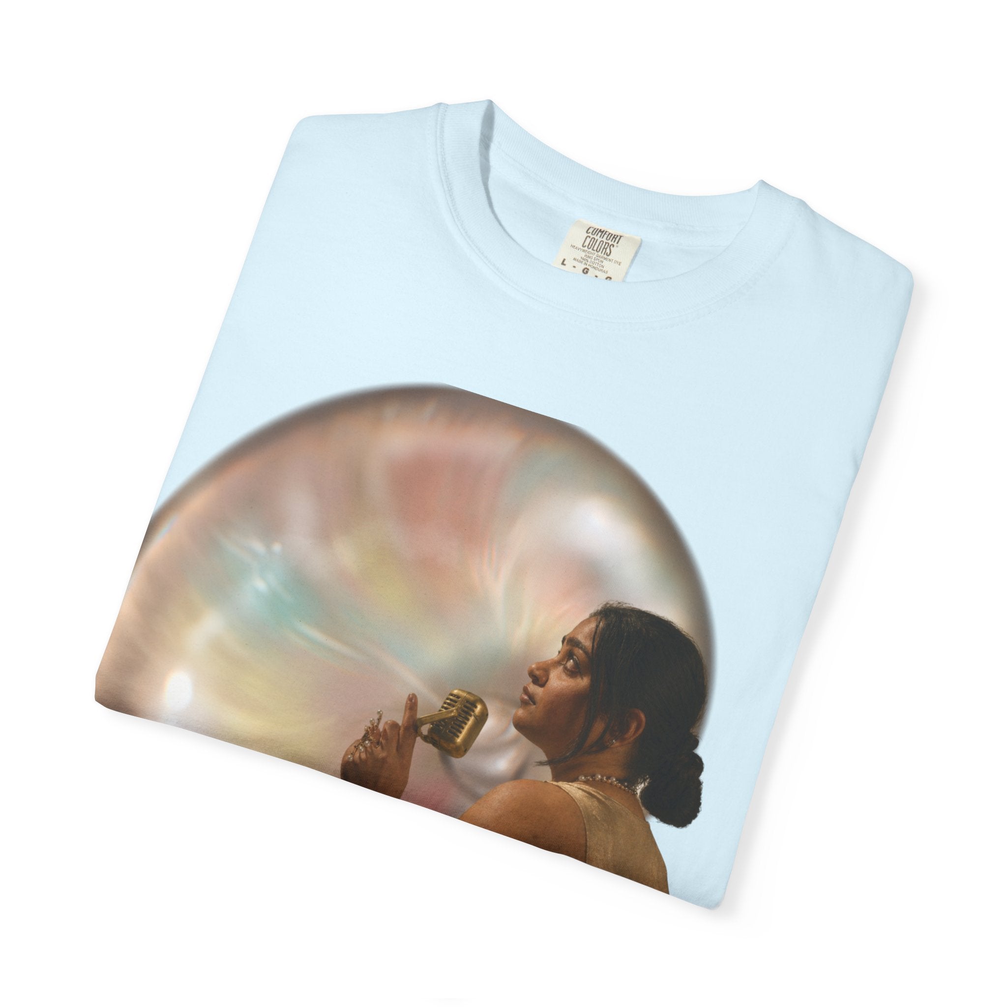 T‑Shirt — Retro Glam Woman with Iridescent Bubble | 'We Will Become' Graphic Tee