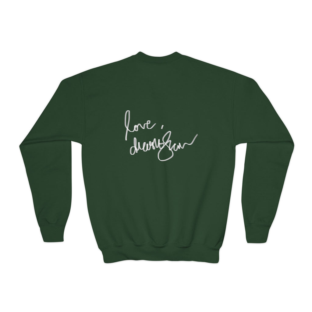 Youth Crewneck Sweatshirt — 'We Will Be Home' Vintage Portrait Graphic