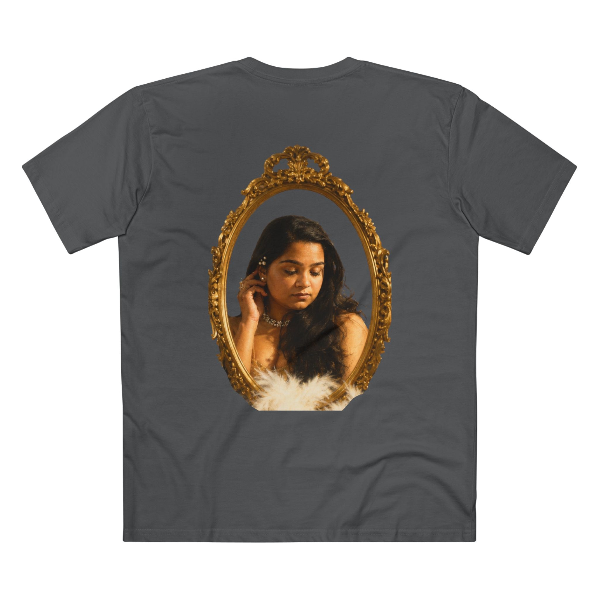 Vintage Vanity Tee — Antique Mirror & Shell Art Graphic T-Shirt